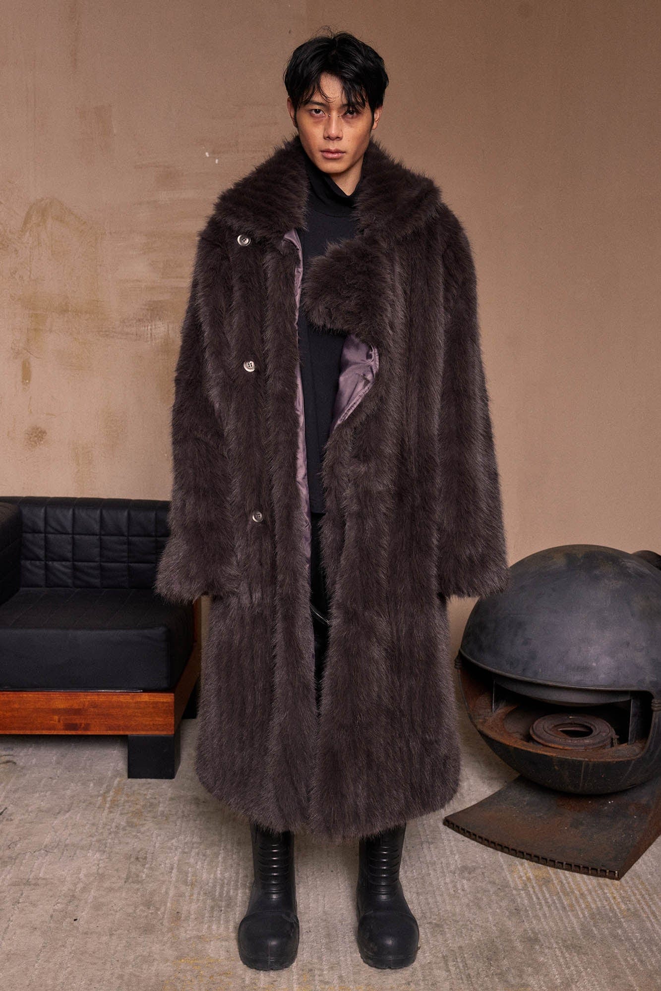 KADAKADA Plush Faux Fur Long Coat