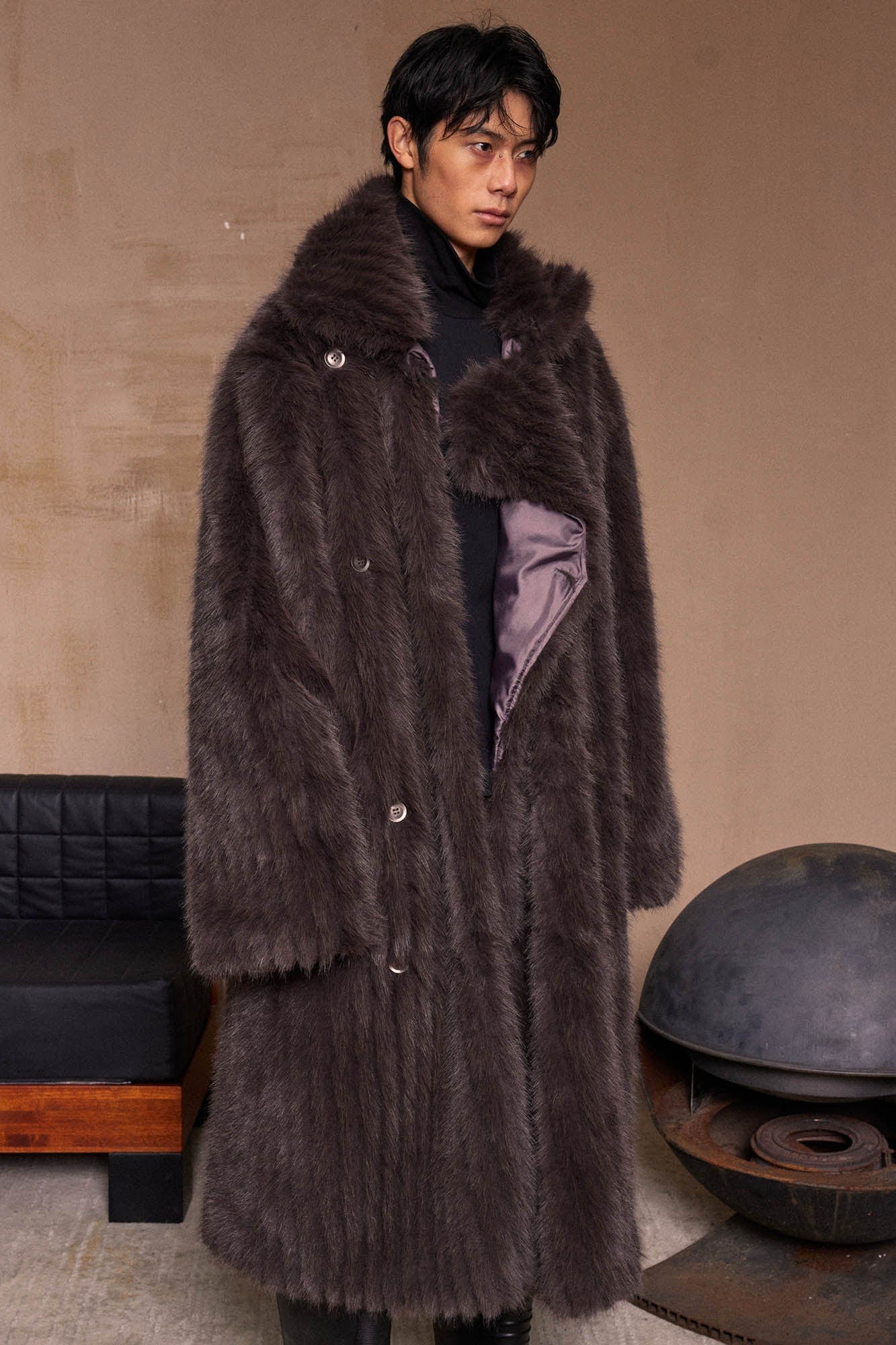 KADAKADA Plush Faux Fur Long Coat