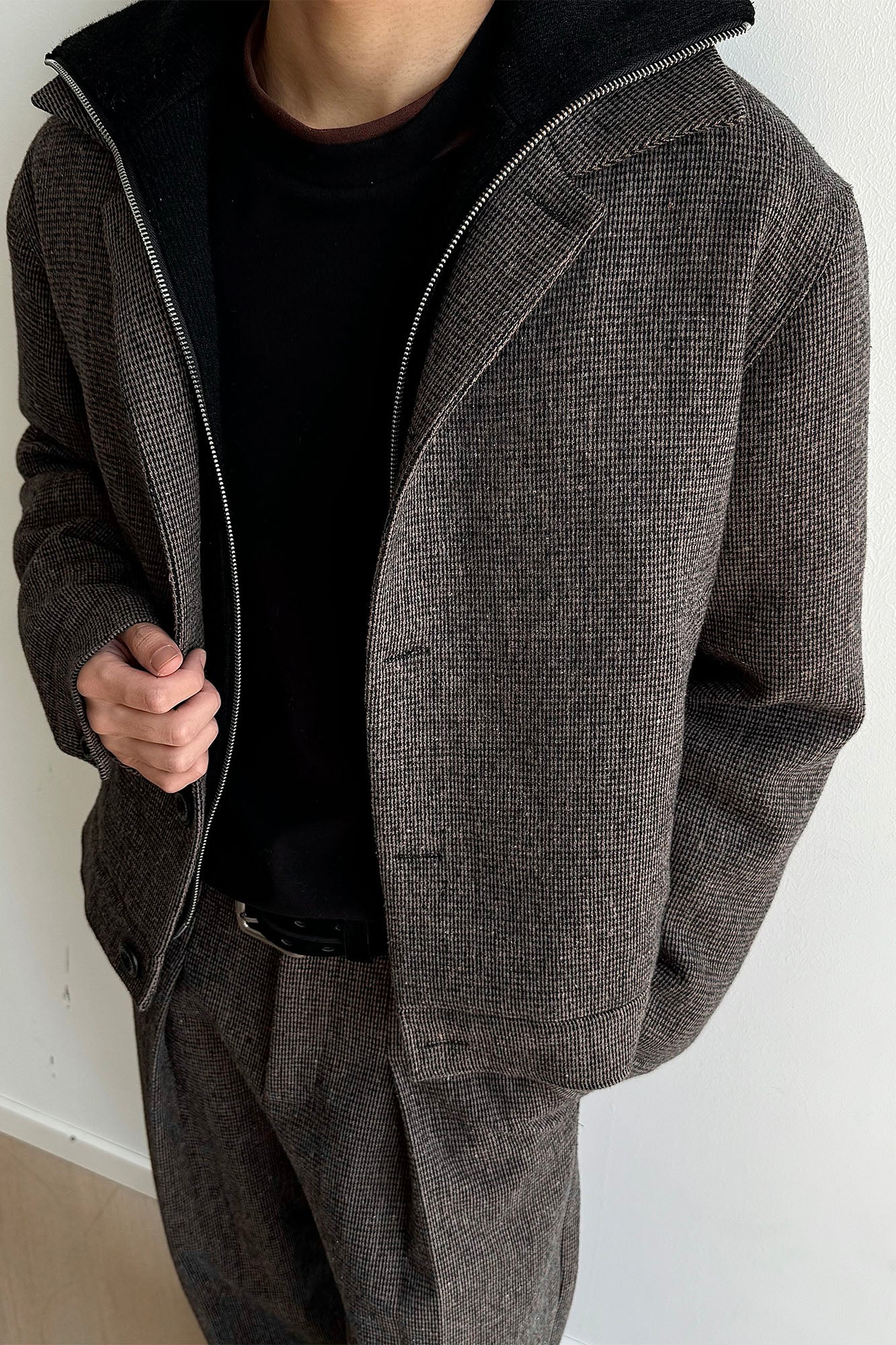 KREATE Faux Layered High-Neck Padded Blouson