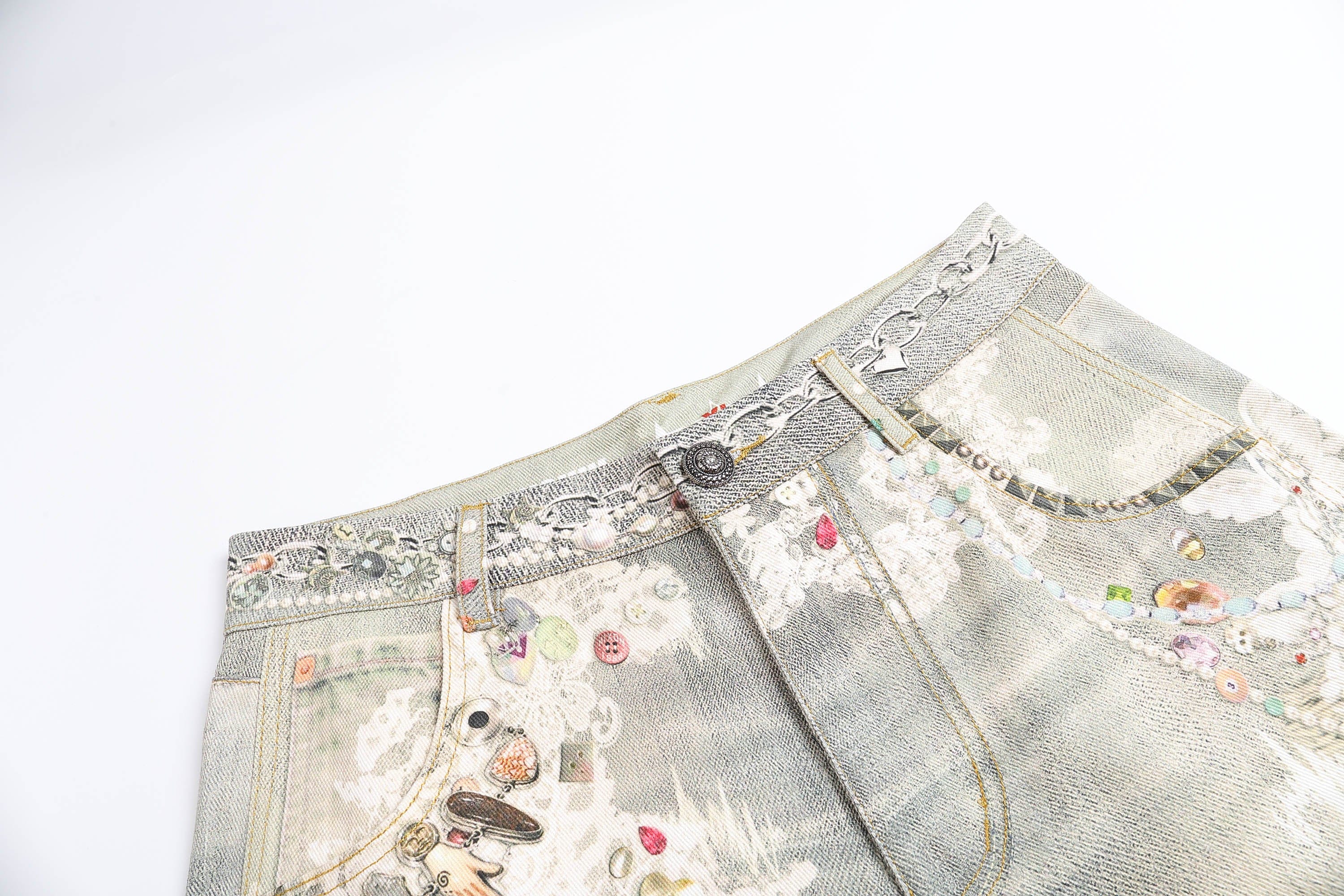 DND4DES Distressed Gem&Lace Jeans