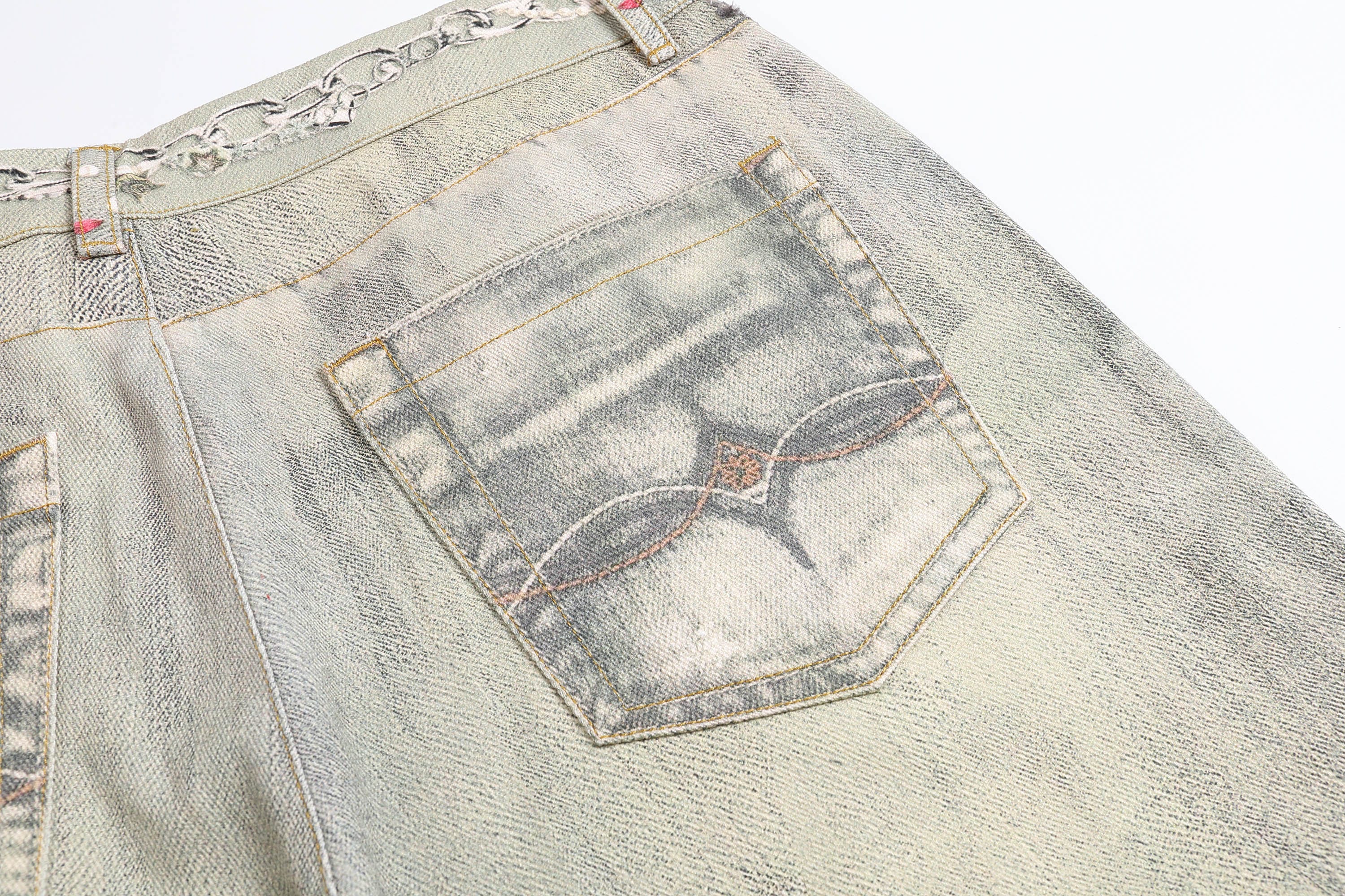 DND4DES Distressed Gem&Lace Jeans, premium urban and streetwear designers apparel on PROJECTISR.com, DND4DES