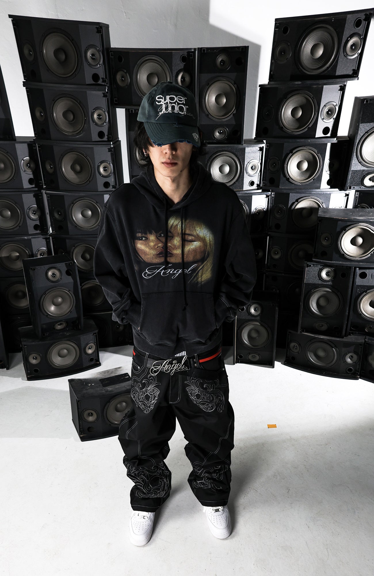 PCCVISION Skull Contrast-Stitch Embroidered Pants