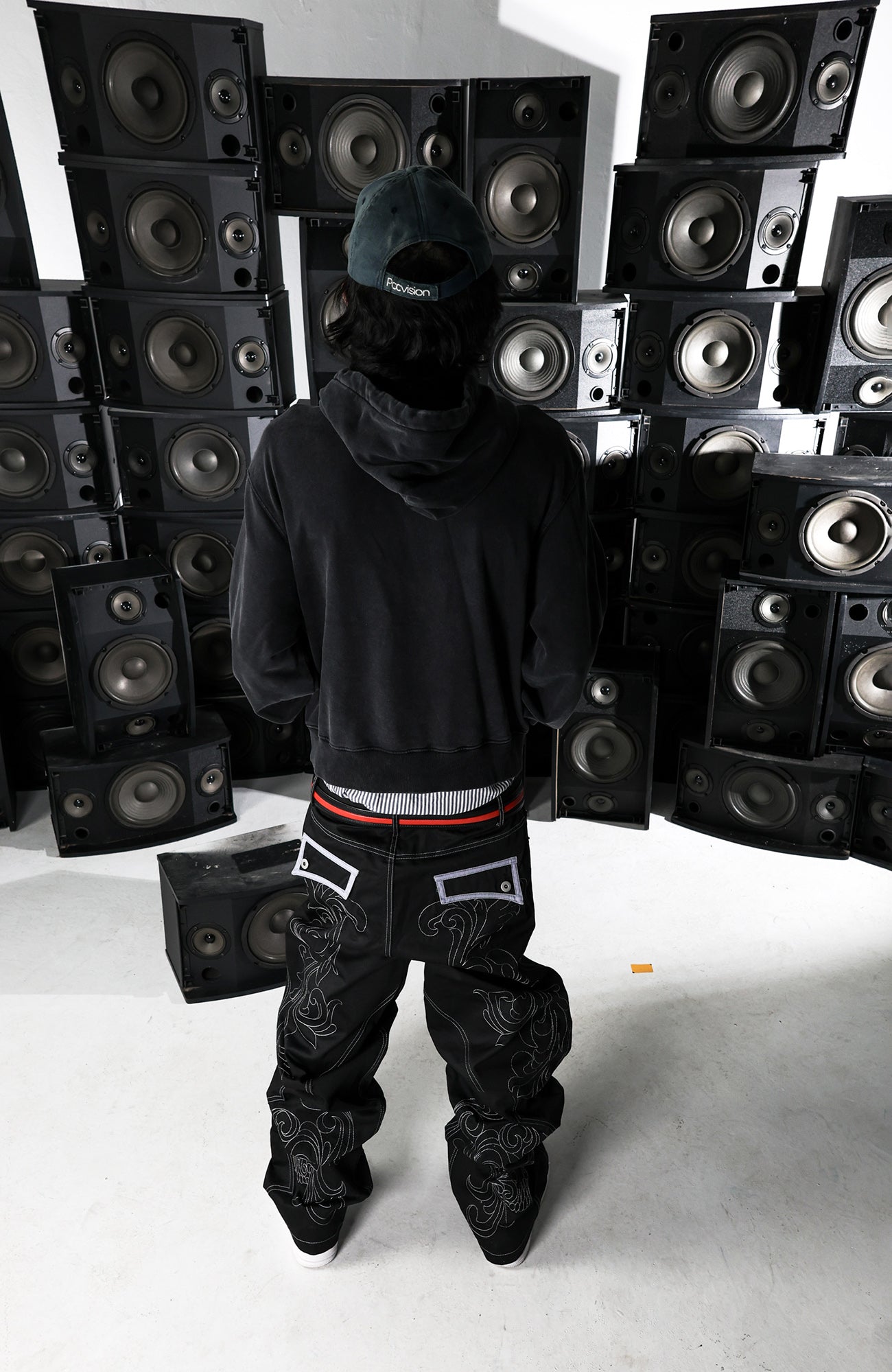 PCCVISION Skull Contrast-Stitch Embroidered Pants