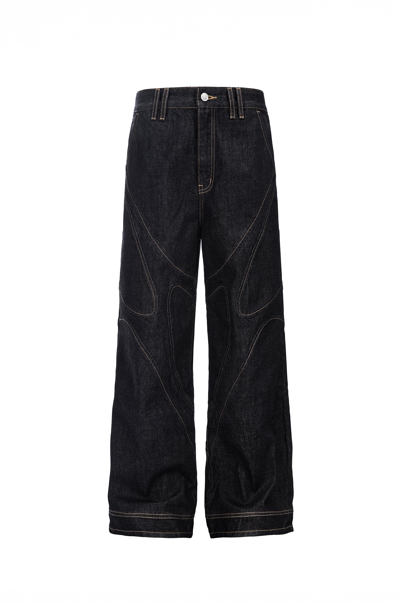CATSSTAC Contrast Stitch Paneled Raw Jeans