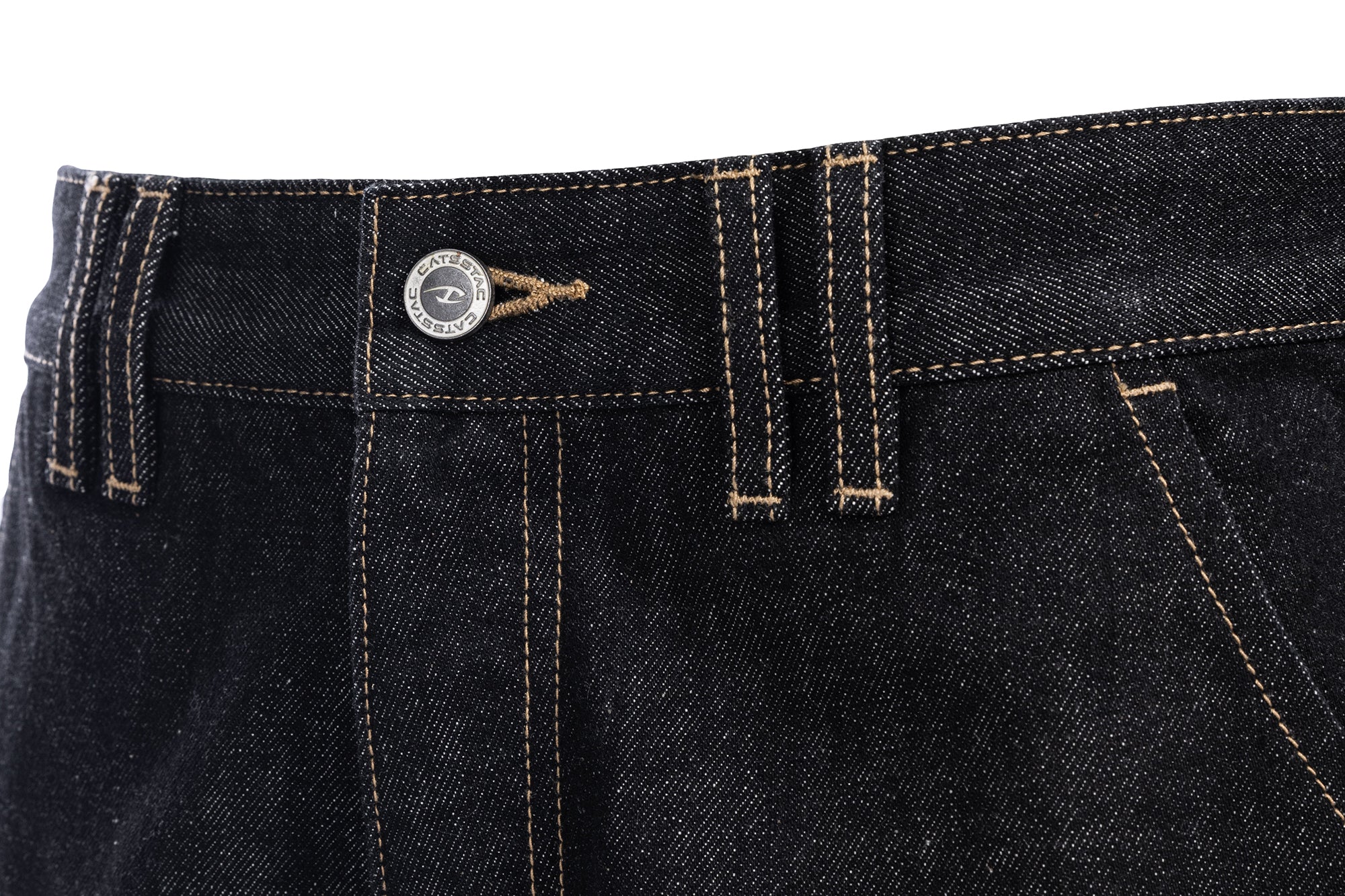 CATSSTAC Contrast Stitch Paneled Raw Jeans