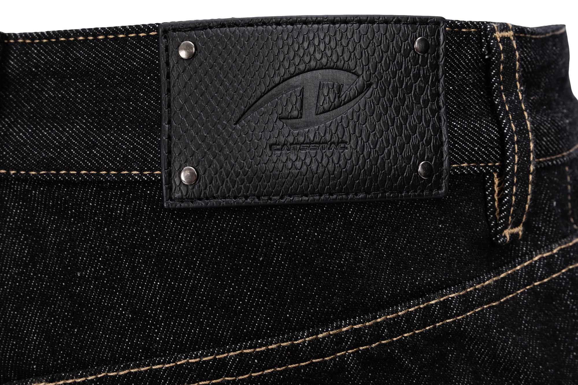 CATSSTAC Contrast Stitch Paneled Raw Jeans