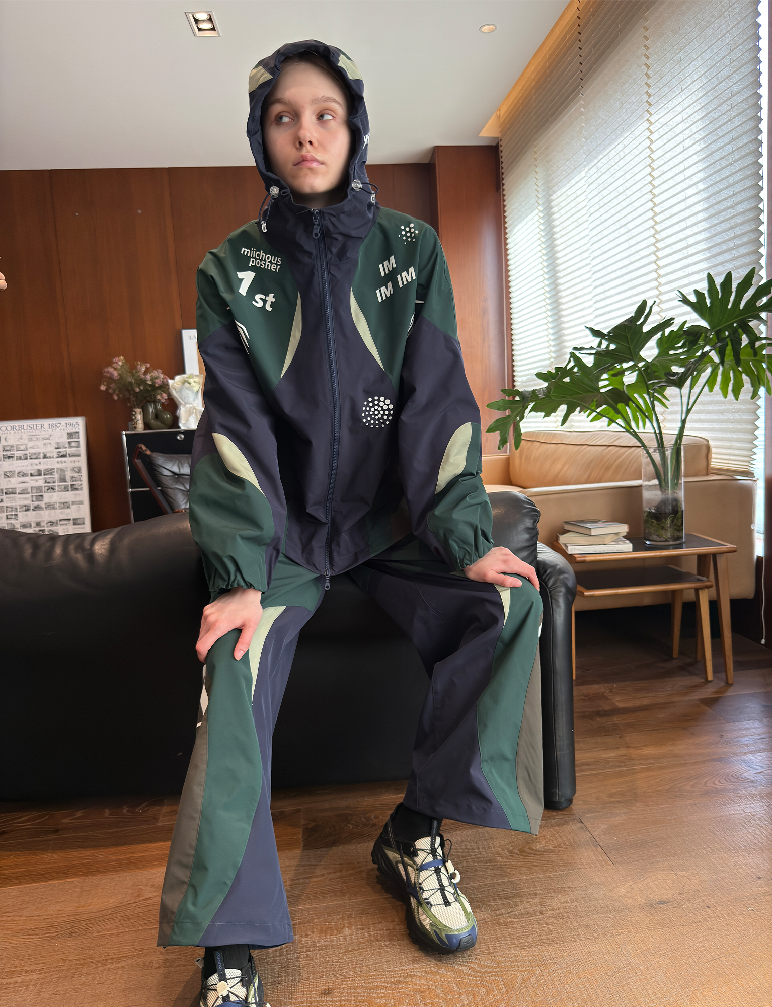 MIICHOUS Contrast Racer Graphic Panel Jacket