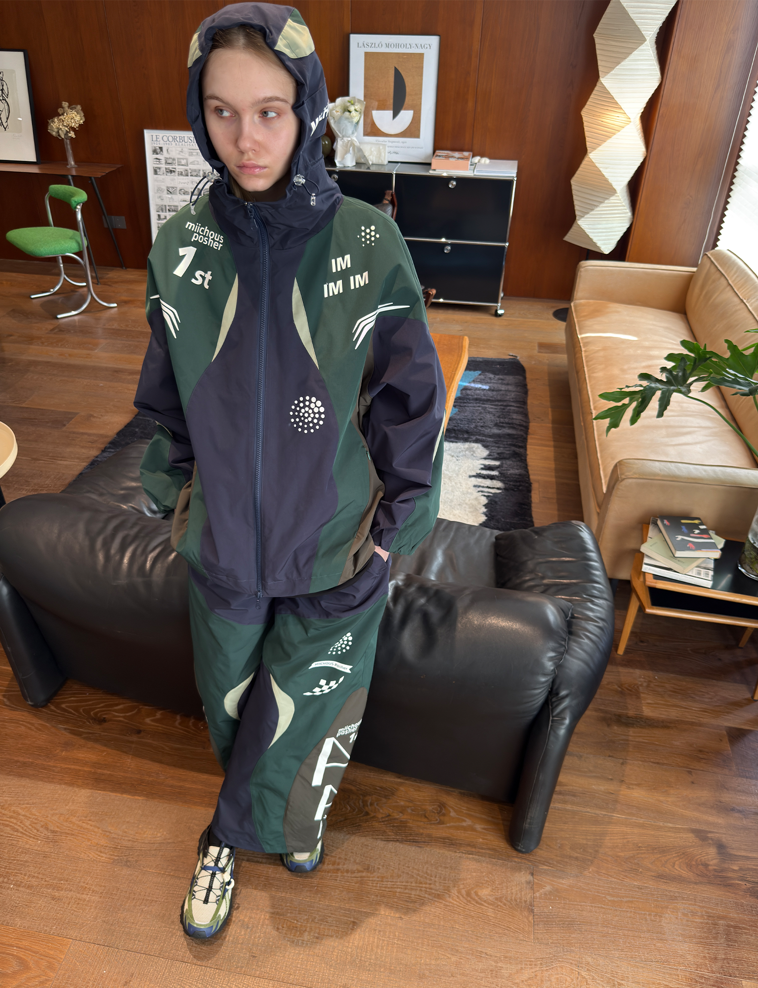 MIICHOUS Contrast Racer Graphic Panel Jacket