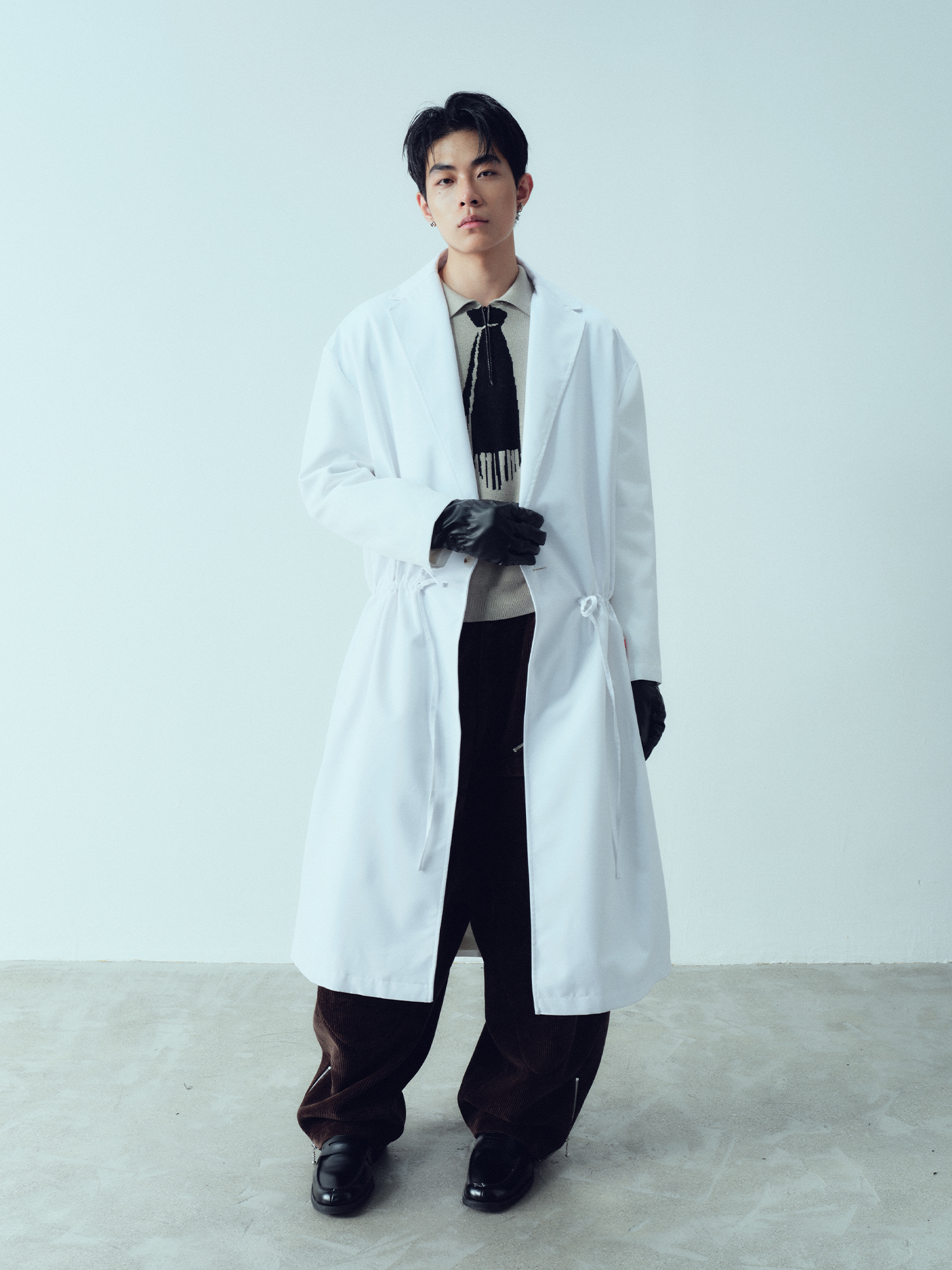 KADAKADA Bear-Tag Waist-Drawstring Trench