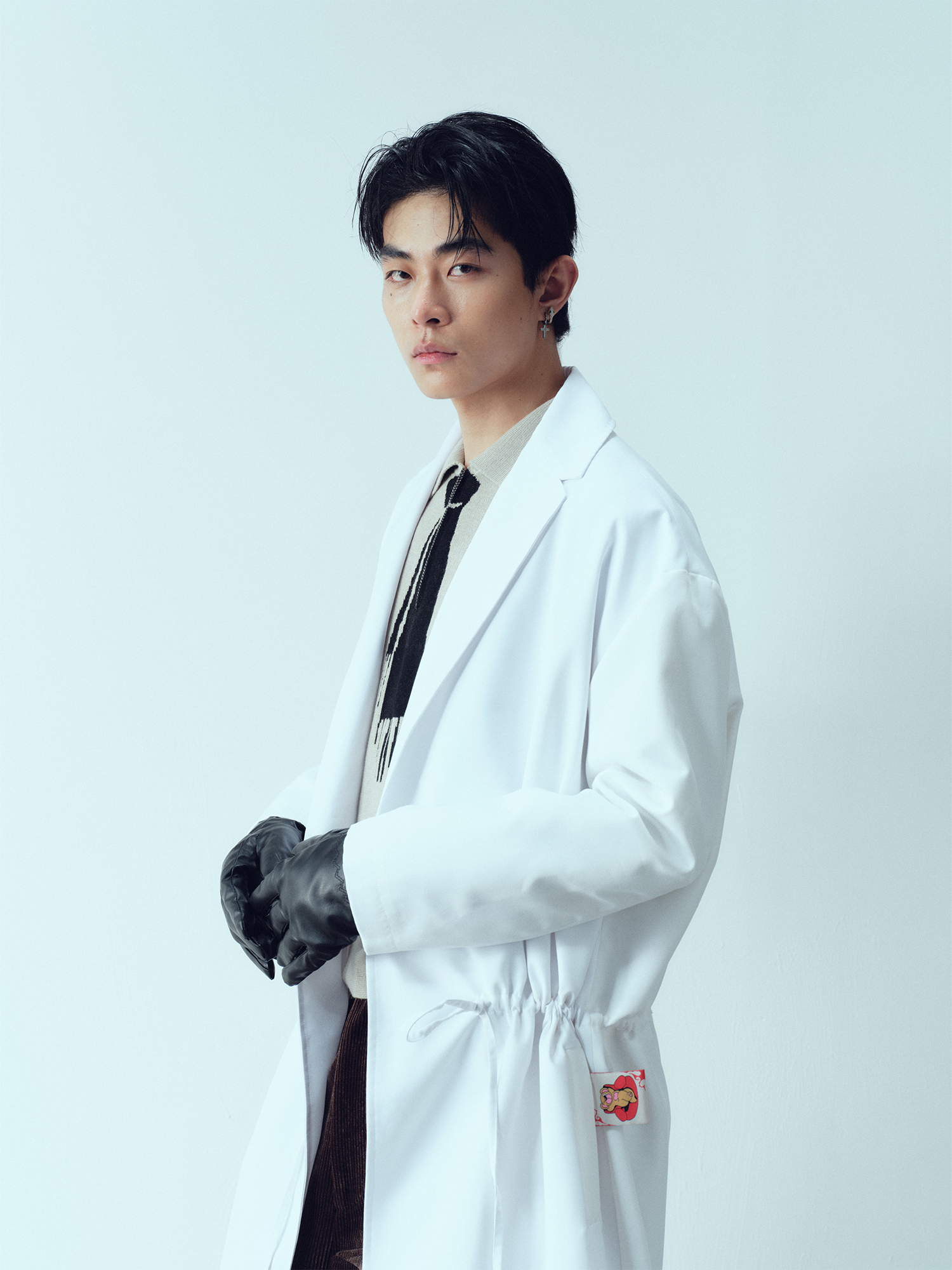 KADAKADA Bear-Tag Waist-Drawstring Trench