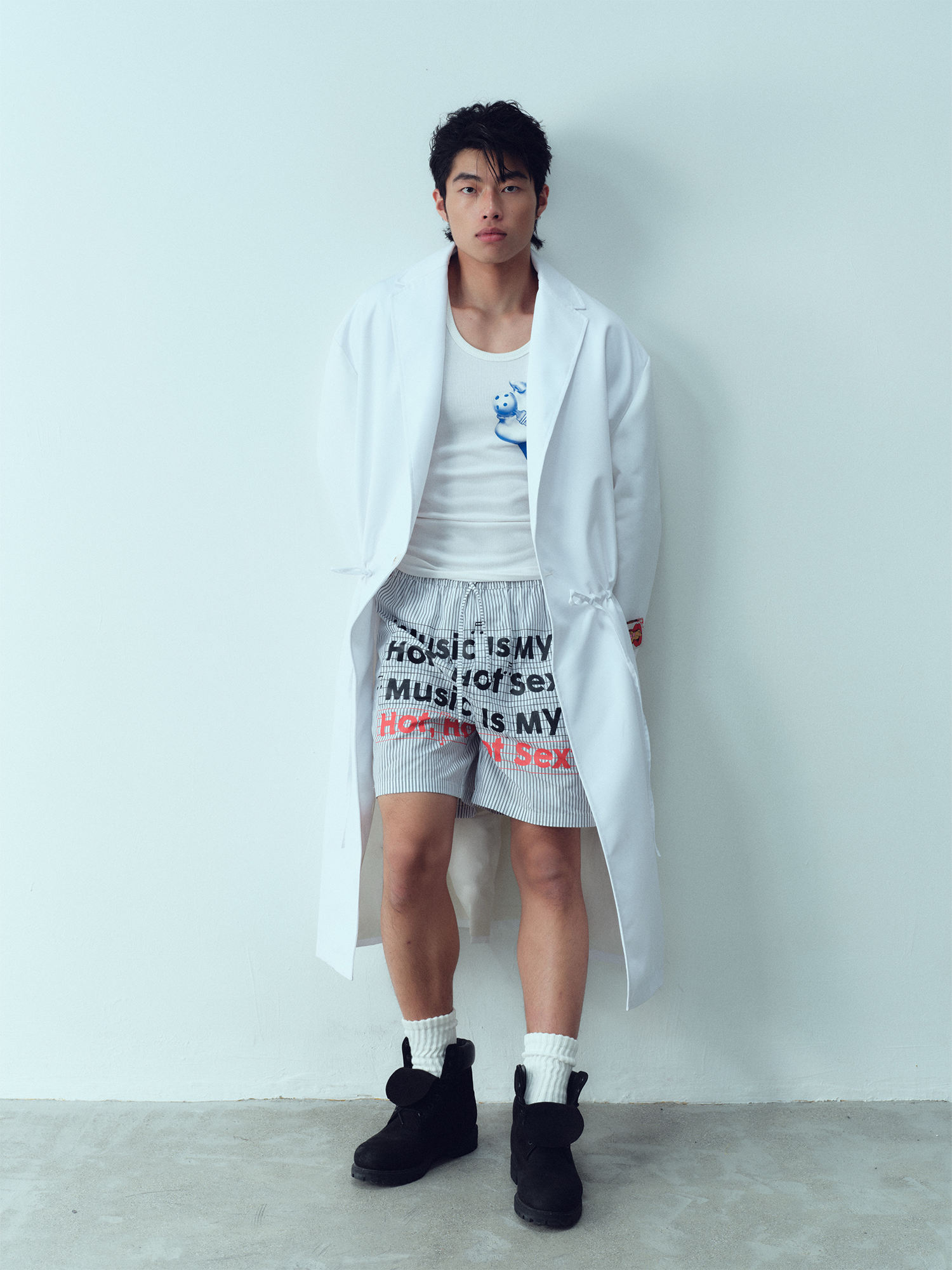 KADAKADA Bear-Tag Waist-Drawstring Trench