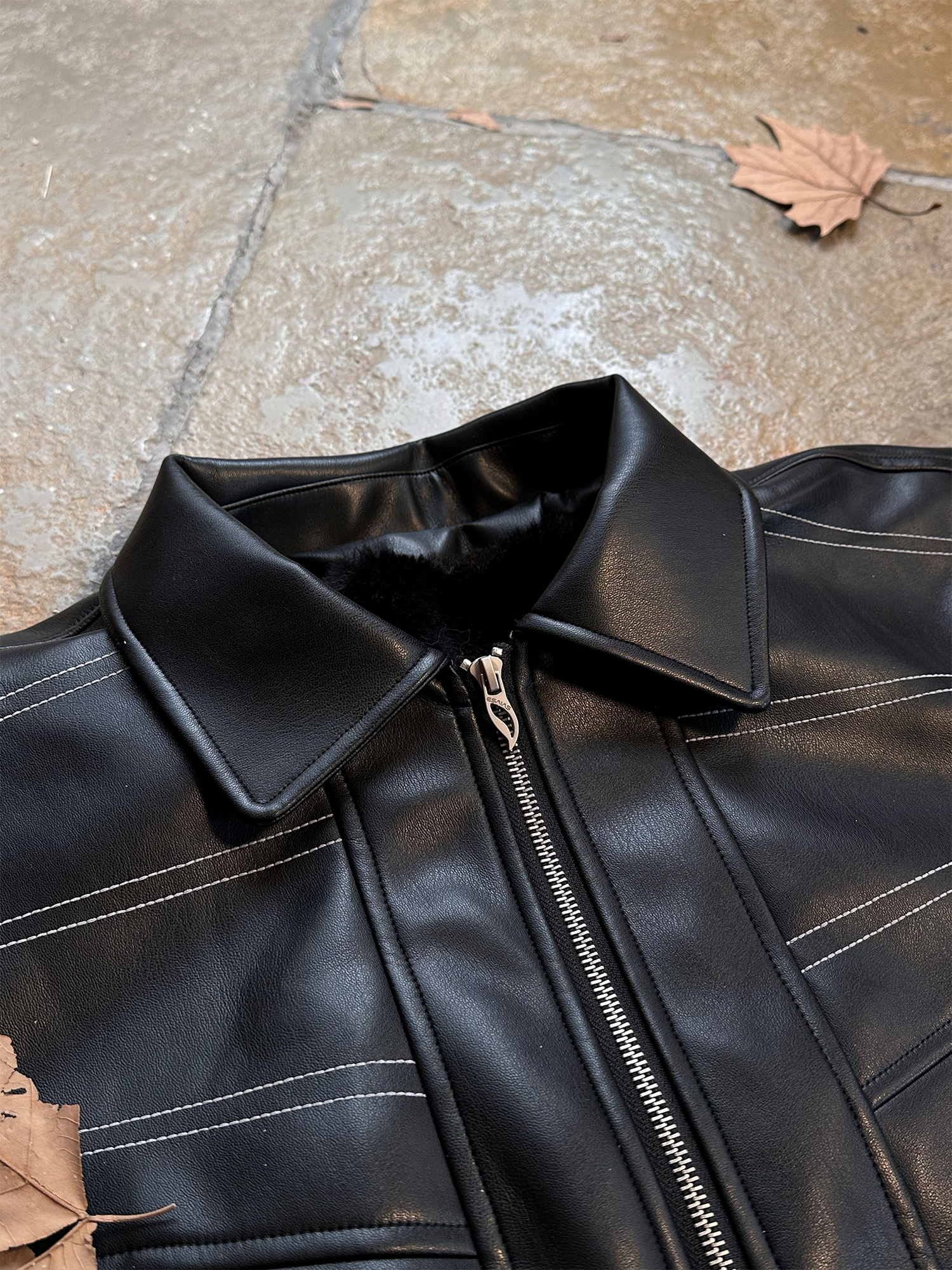 ESAIAS Deconstructed Stitch PU Jacket