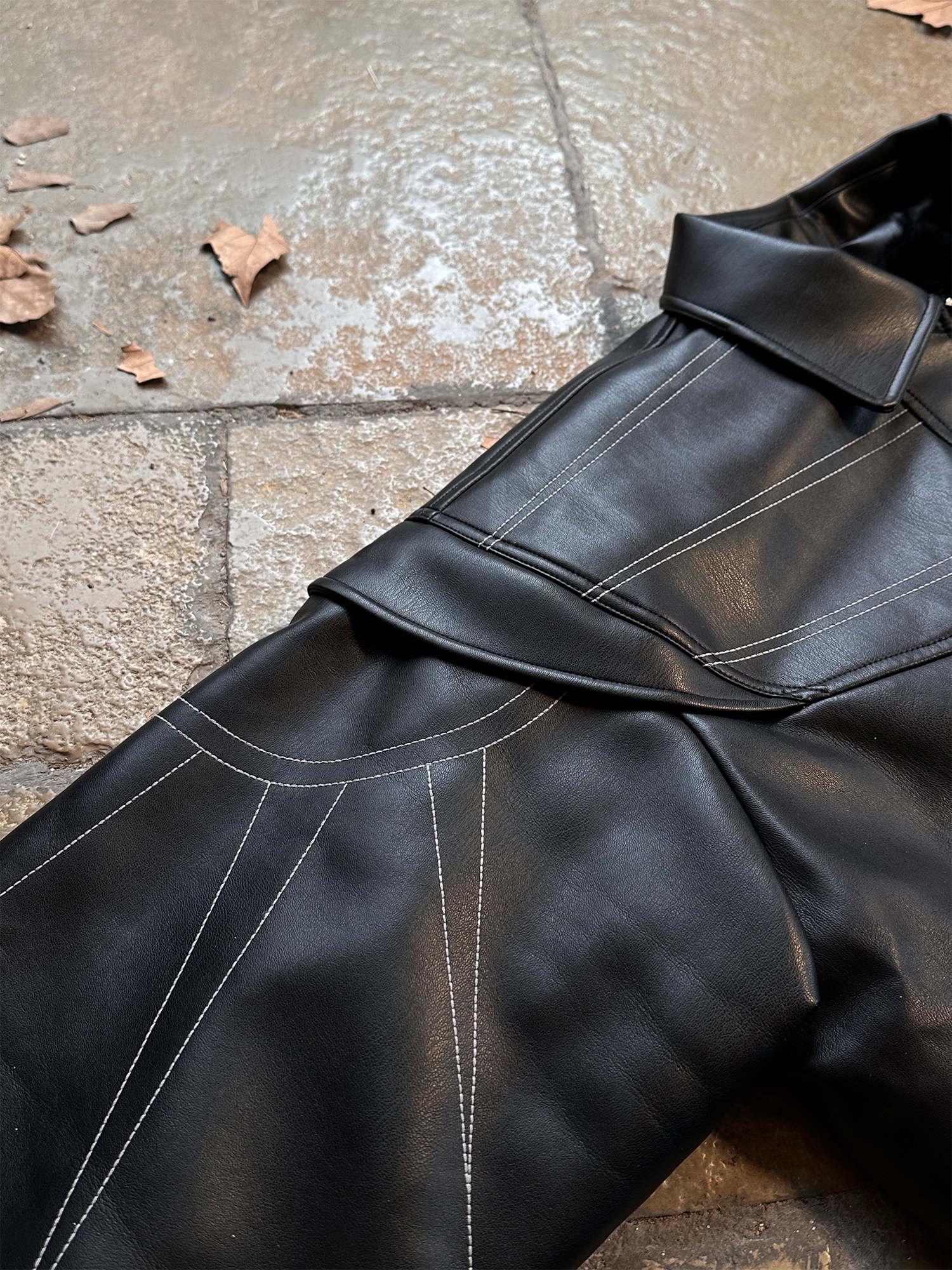 ESAIAS Deconstructed Stitch PU Jacket