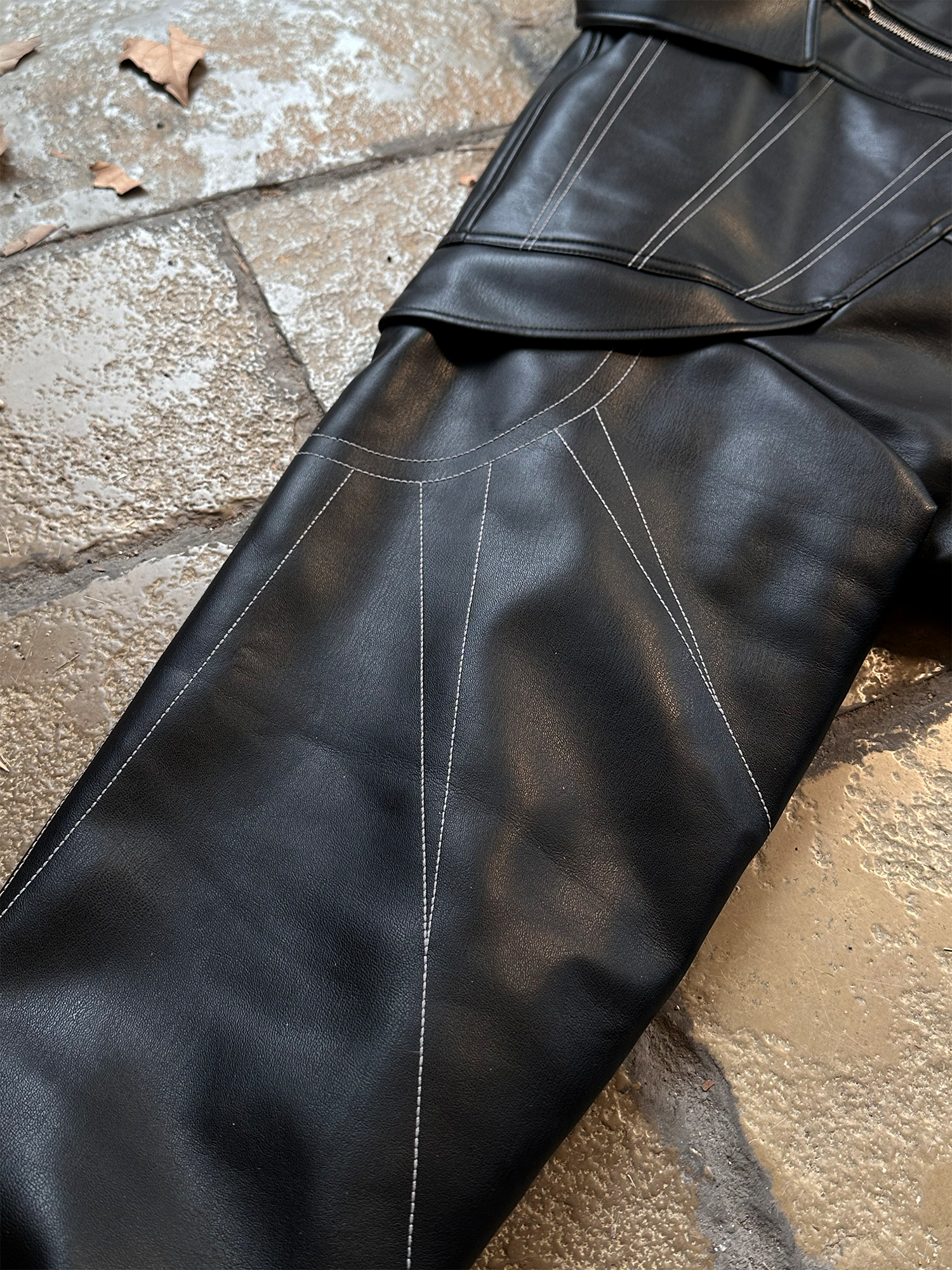 ESAIAS Deconstructed Stitch PU Jacket