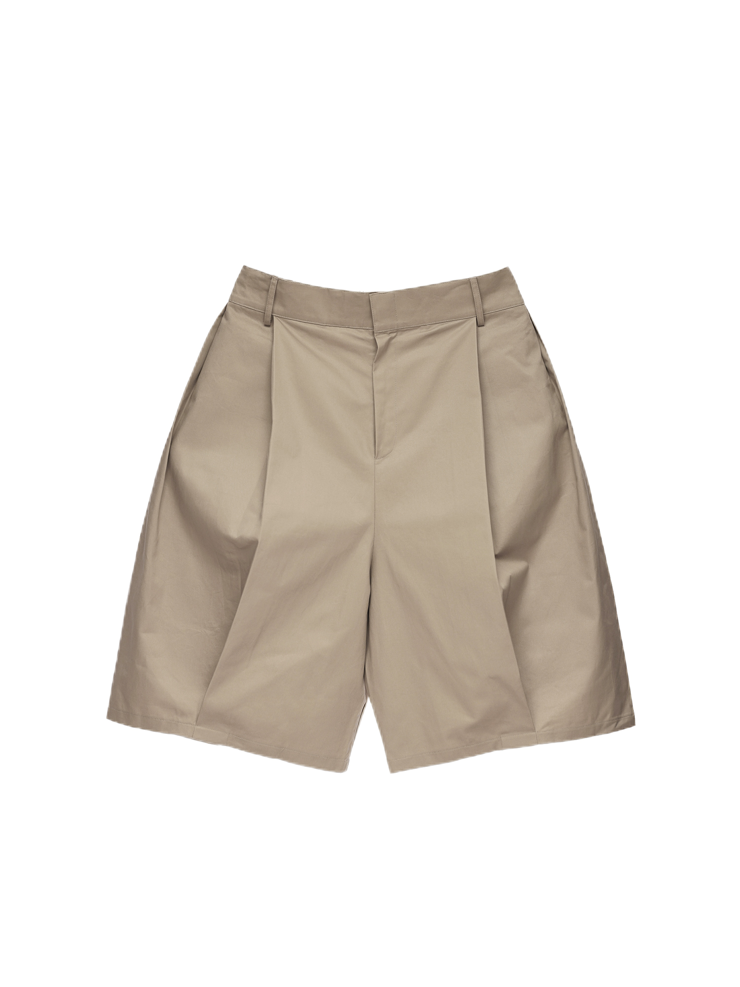 6CRAYON Retro Double-Pleat Wide-Leg Shorts Khaki
