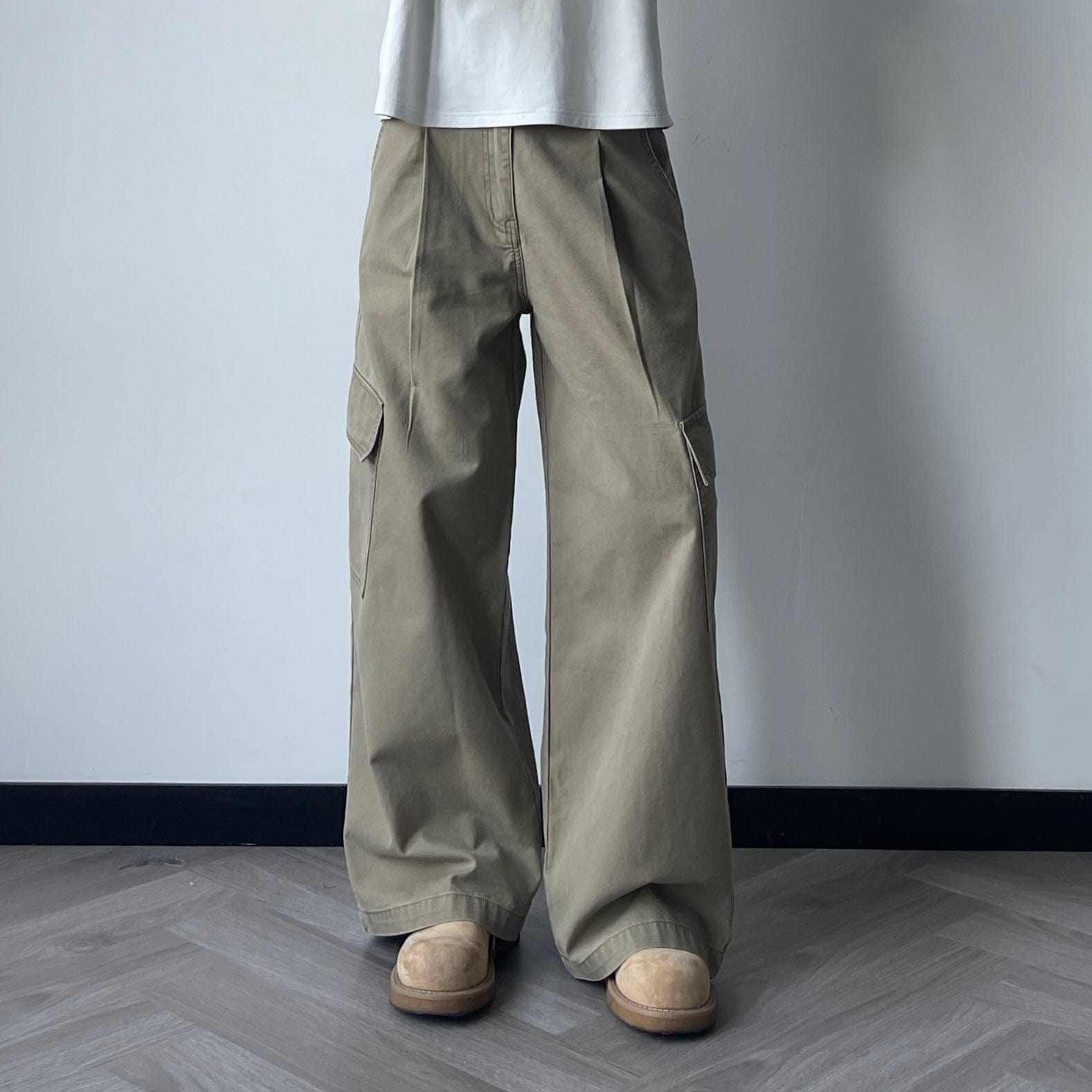 OKAYTHXBYE Pleated Utility Baggy Cargo Pants, premium urban and streetwear designers apparel on PROJECTISR.com, OKAYTHXBYE