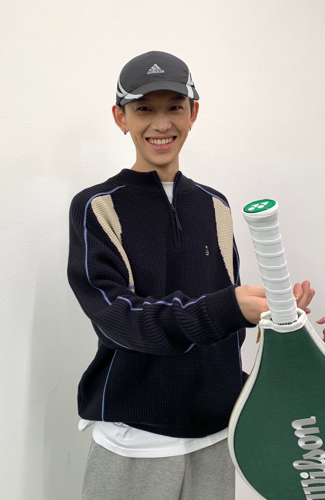 ROARINGWILD A ARCH Contrast Panel Raglan Half-Zip Sweater