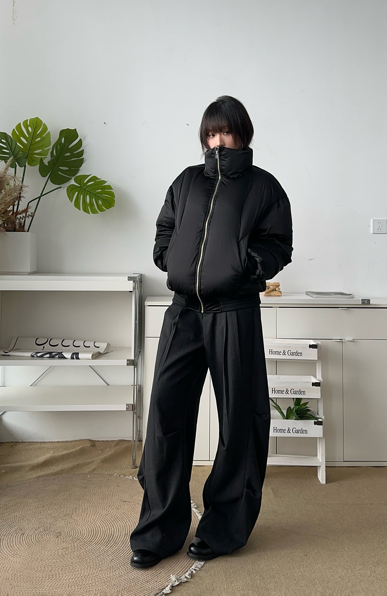 OKAYTHXBYE Geometric Multi-Pleated Trousers