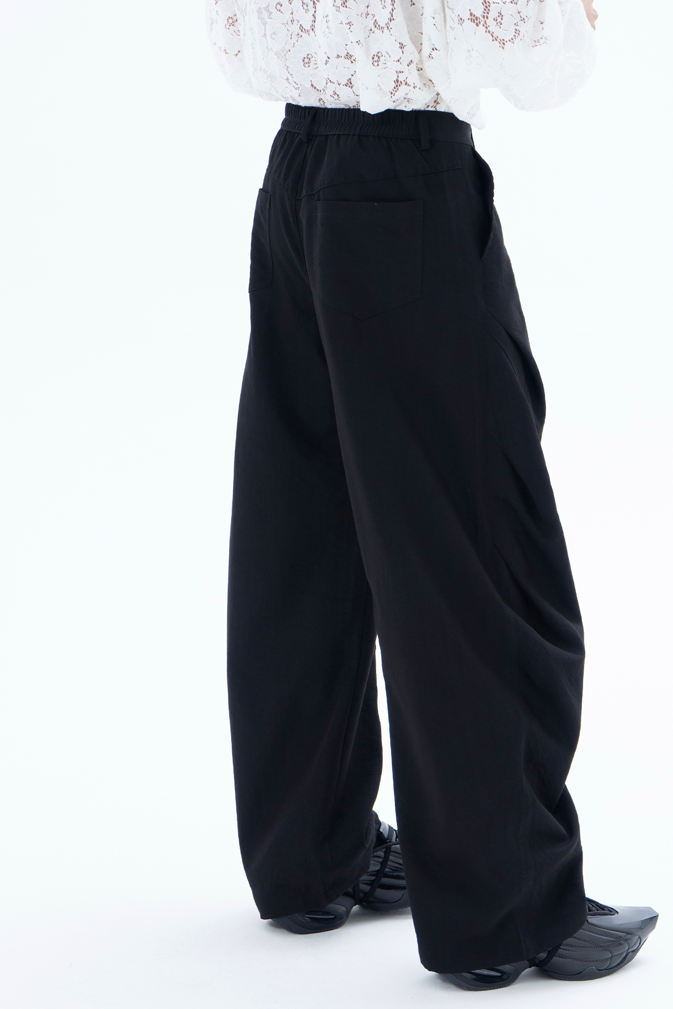 CLP Draped Elastic-Waist Curved Trousers