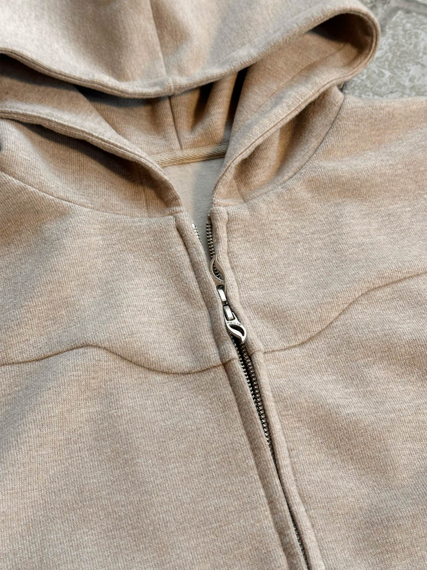 ESAIAS Wool Blend Panel Boxy Hooded Jacket