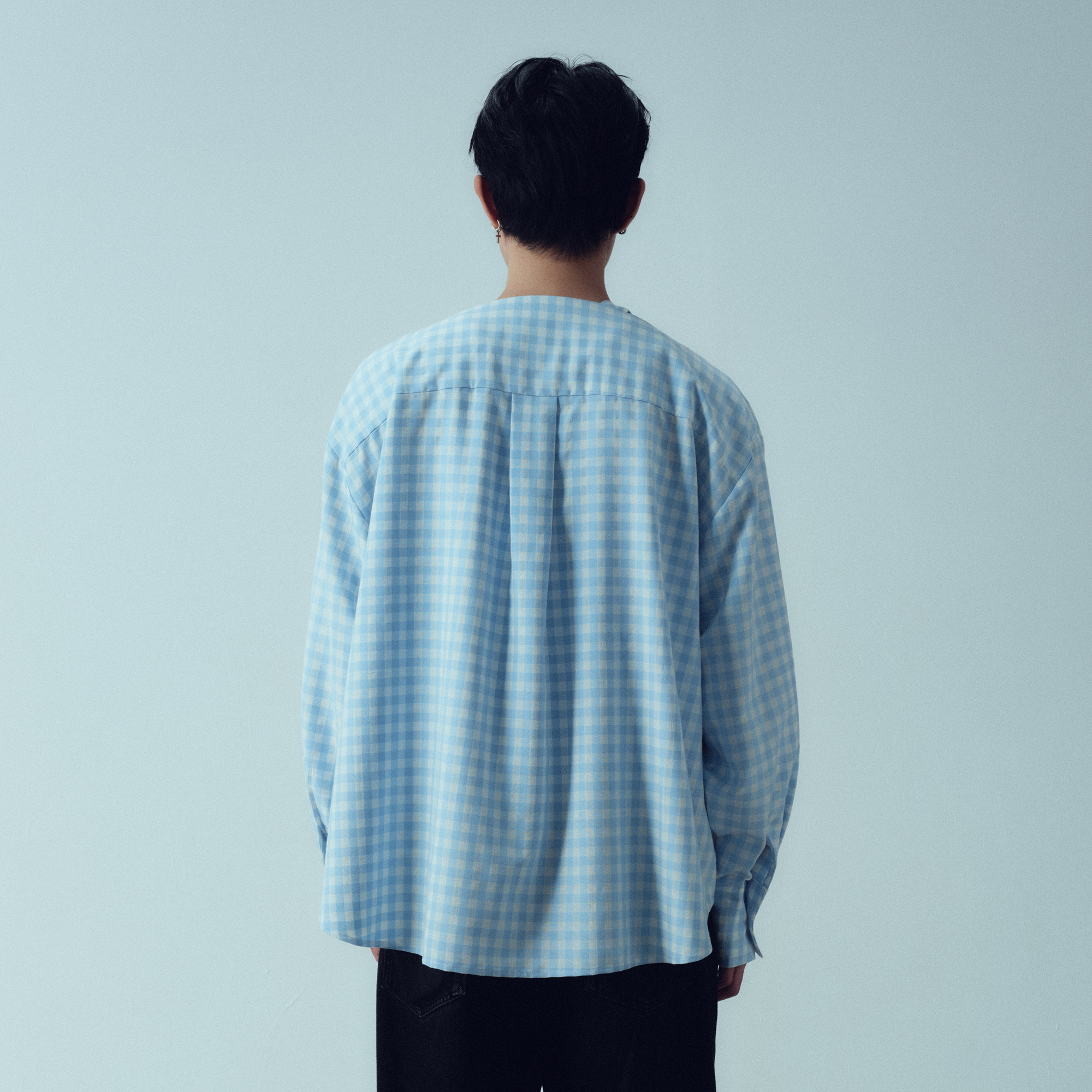 KADAKADA Gingham V-Neck Tie-Strap Oversized Shirt, premium urban and streetwear designers apparel on PROJECTISR.com, KADAKADA