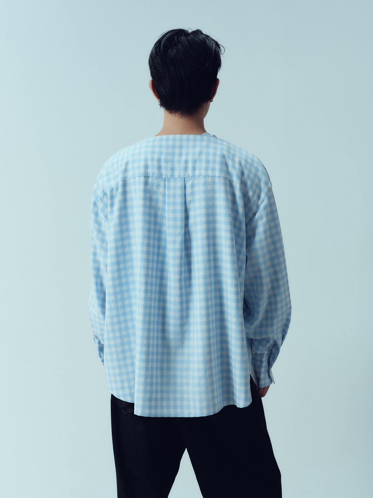 KADAKADA Gingham V-Neck Tie-Strap Oversized Shirt, premium urban and streetwear designers apparel on PROJECTISR.com, KADAKADA