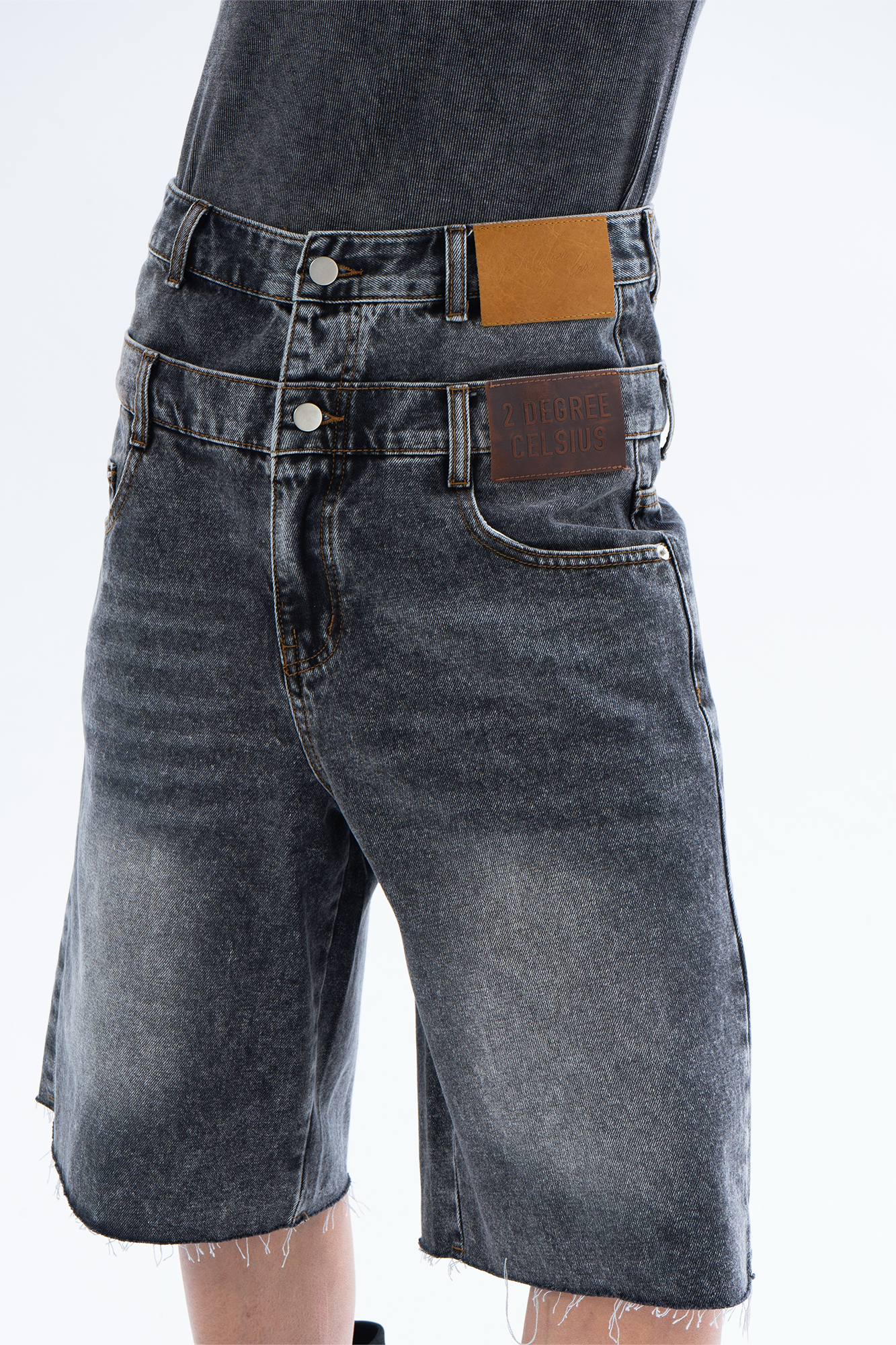 CLP Retro Washed Double-Waist Denim Shorts