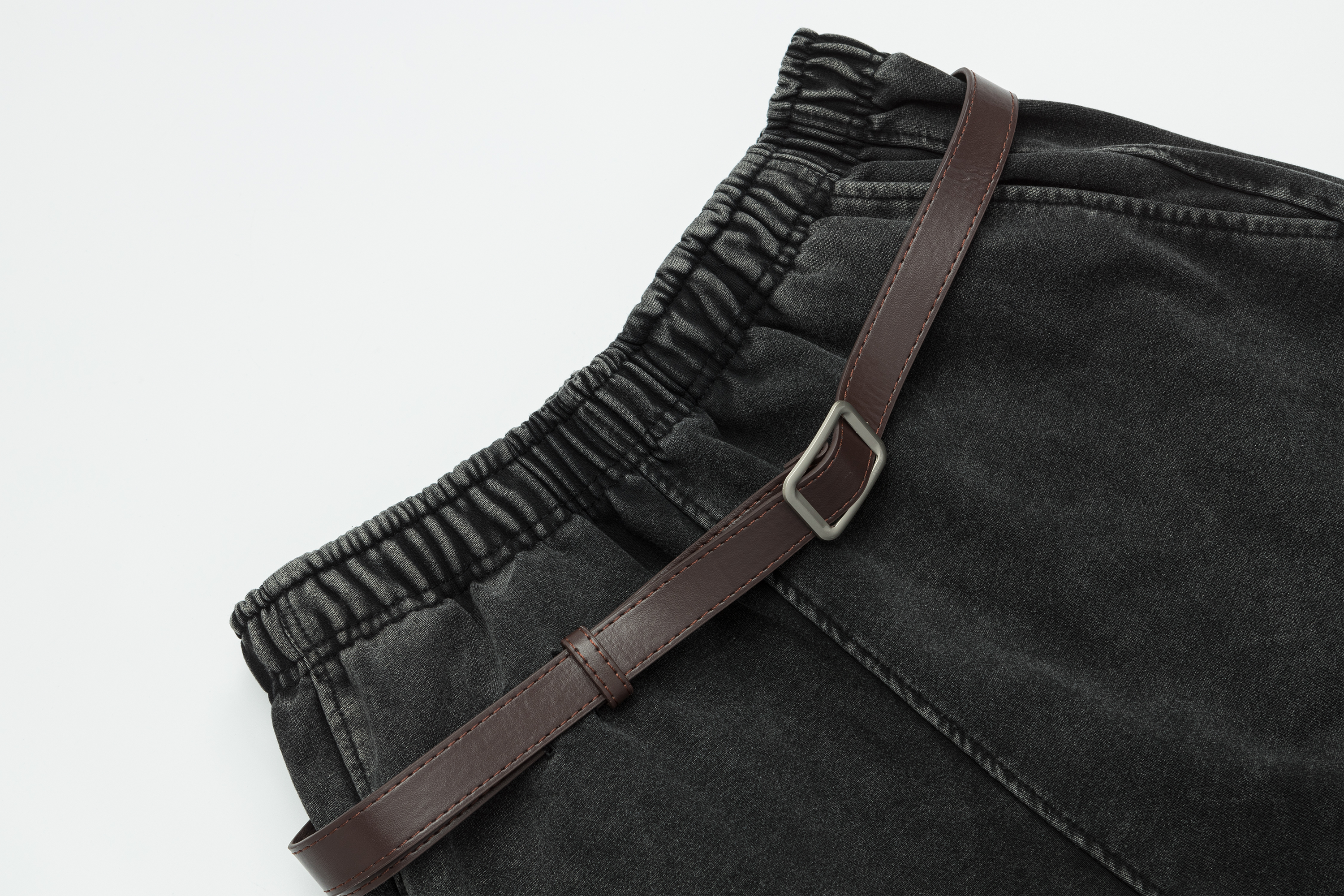 OVDY Retro Belt Curved-Leg Denim Pants, premium urban and streetwear designers apparel on PROJECTISR.com, DVDY