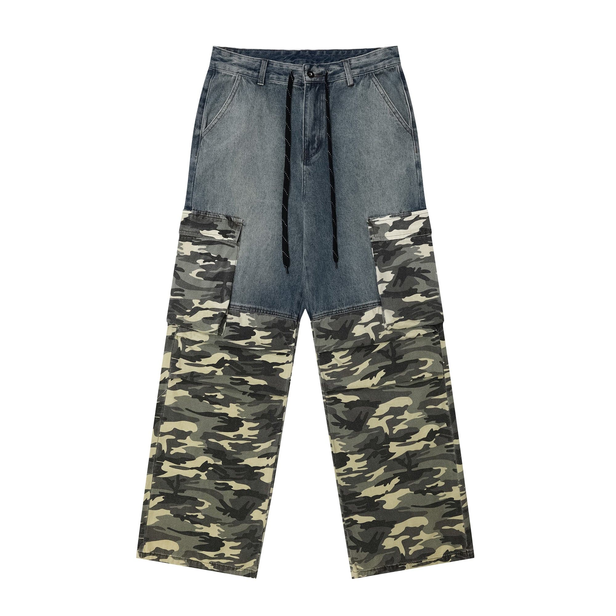 OVDY Camo Spliced Big-Pocket Jeans