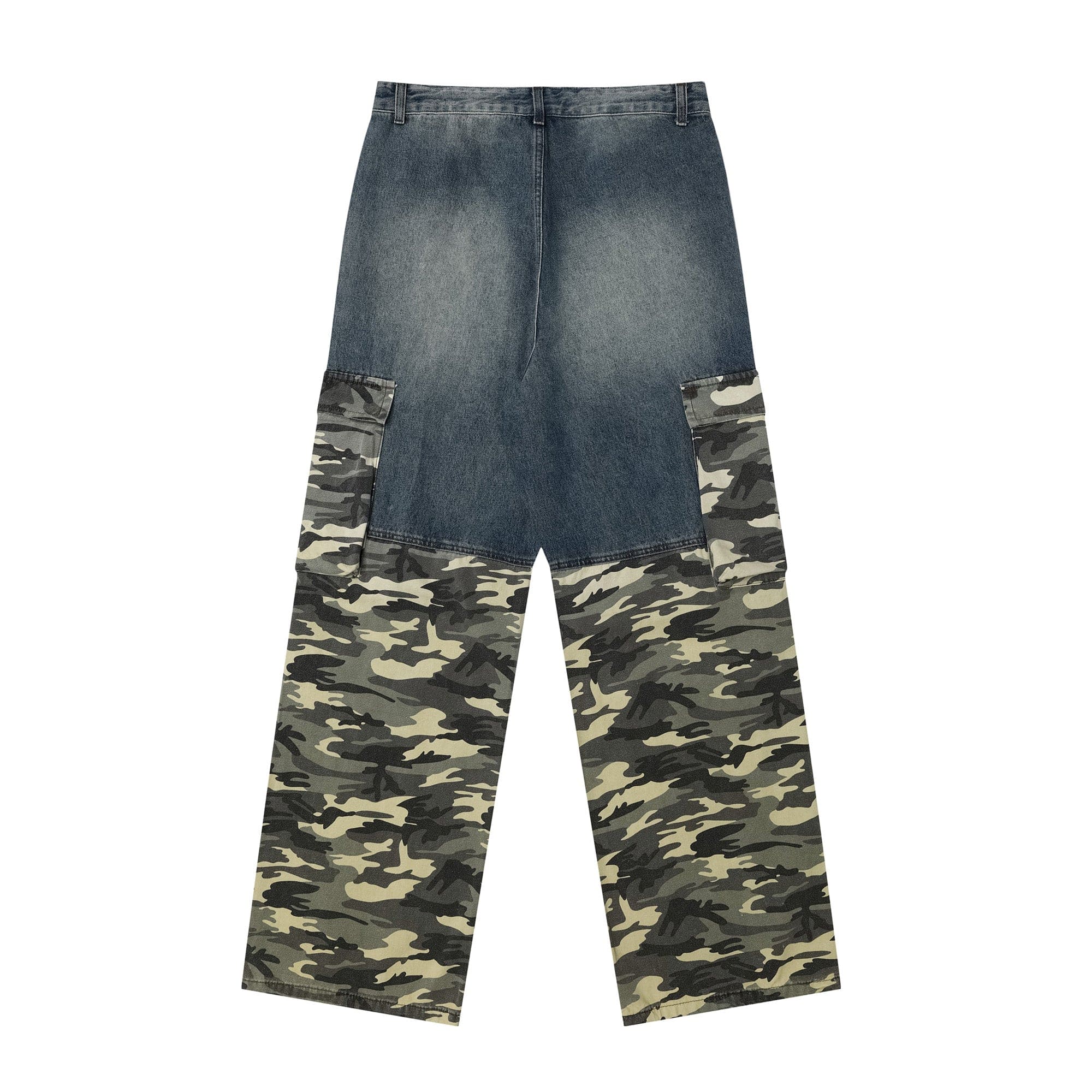 OVDY Camo Spliced Big-Pocket Jeans