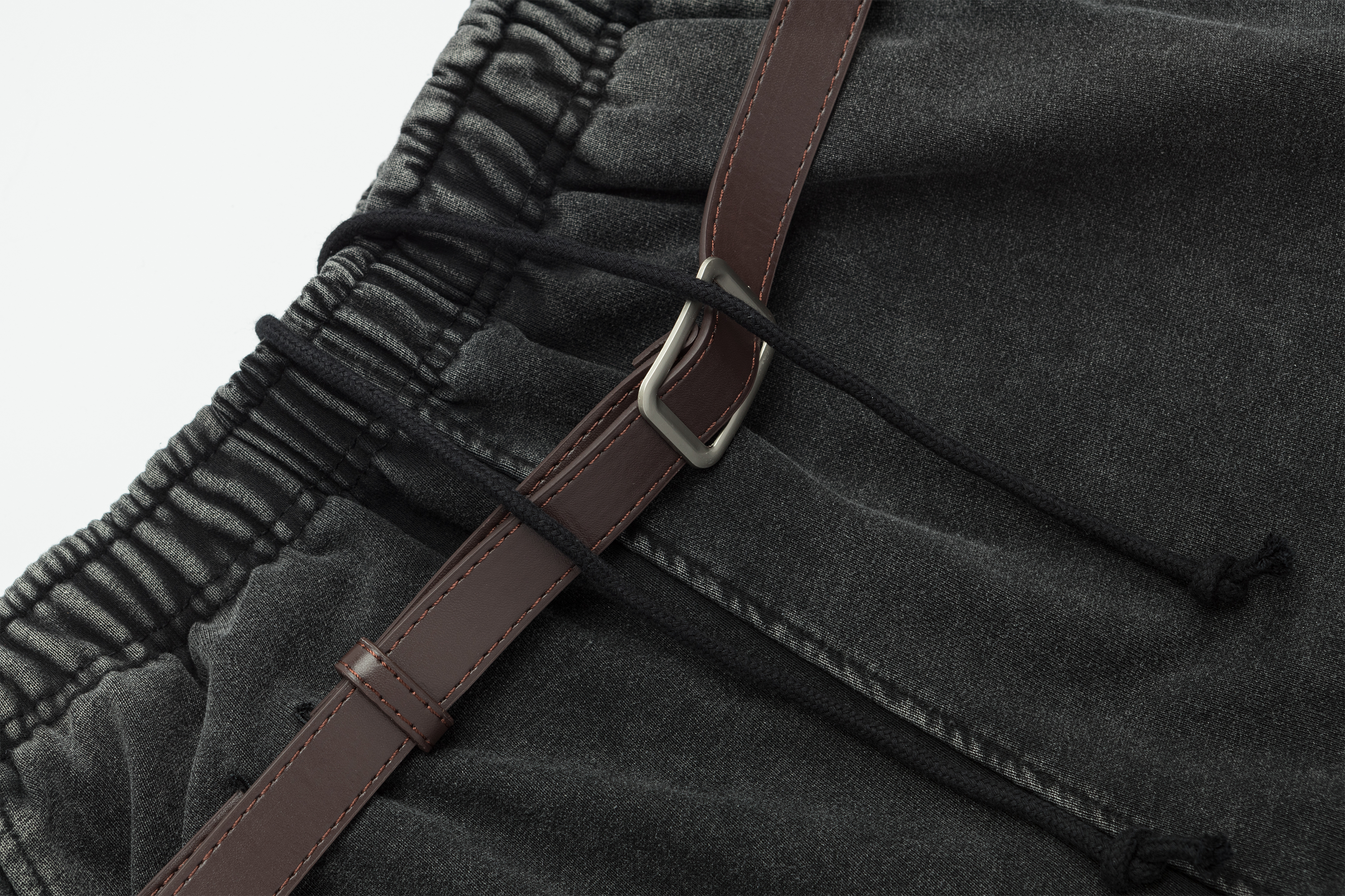 OVDY Retro Belt Curved-Leg Denim Pants, premium urban and streetwear designers apparel on PROJECTISR.com, DVDY