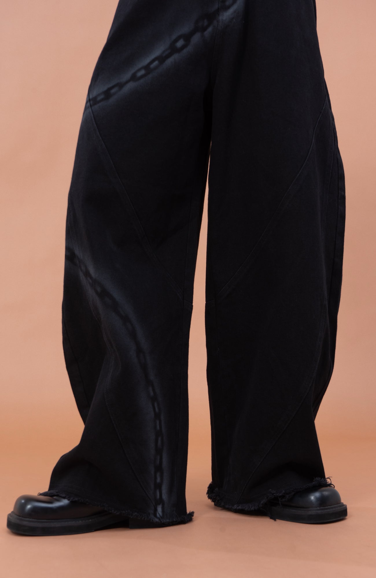 CLP Chain Graphic Frayed Curved-Leg Jeans, premium urban and streetwear designers apparel on PROJECTISR.com, CLP