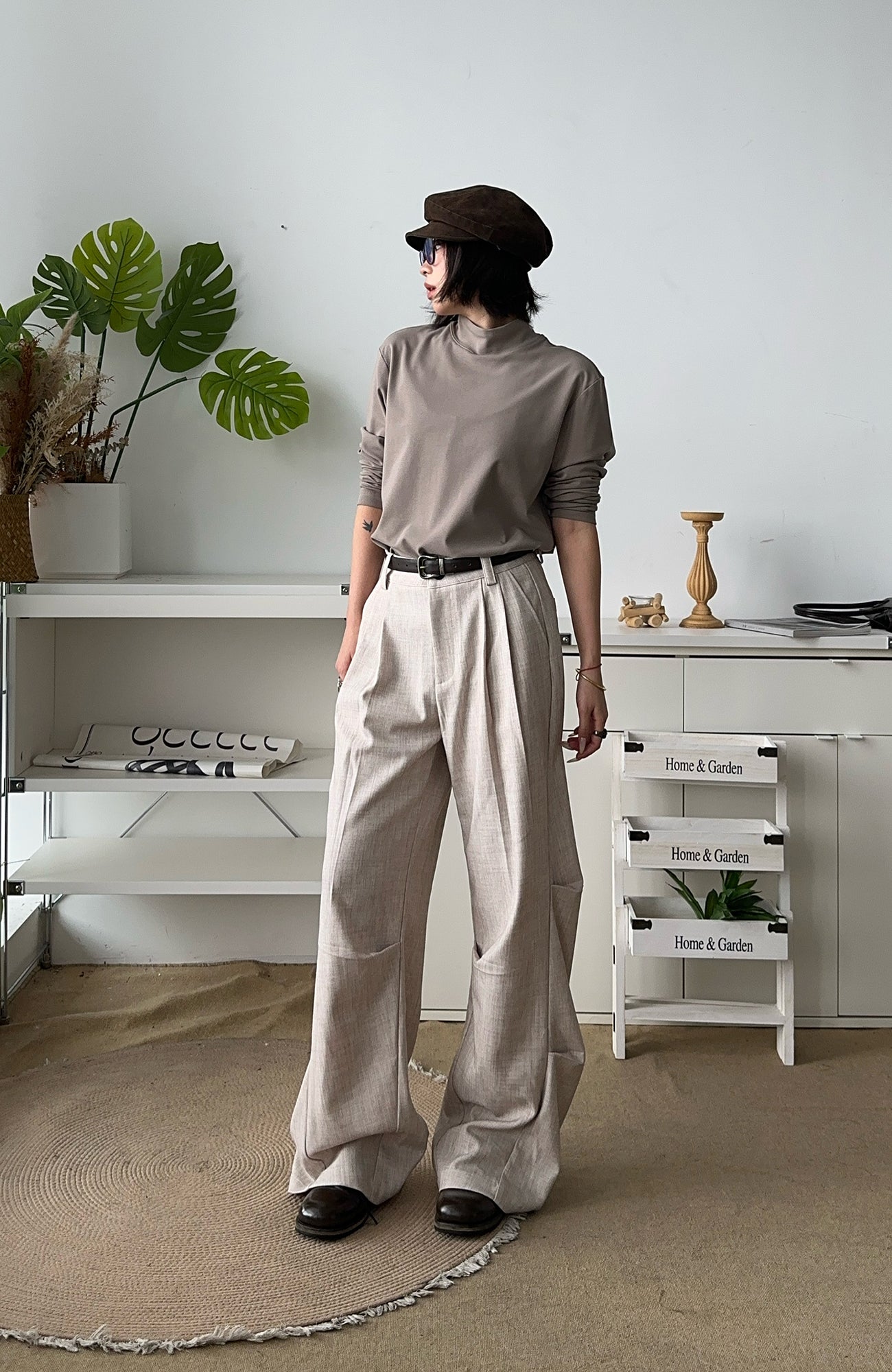 OKAYTHXBYE Geometric Multi-Pleated Trousers