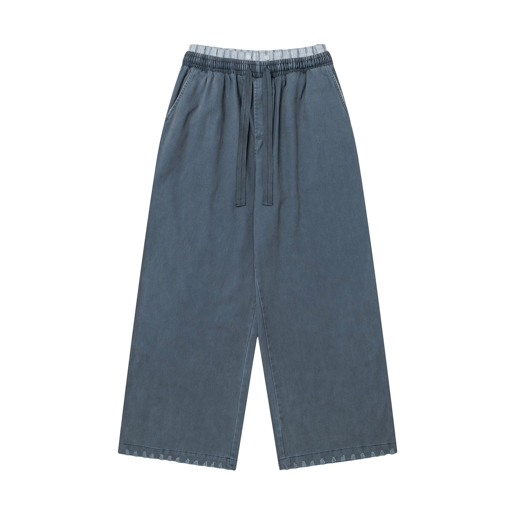 OVDY Layered-Waist Distressed Straight-Leg Pants, premium urban and streetwear designers apparel on PROJECTISR.com, OVDY