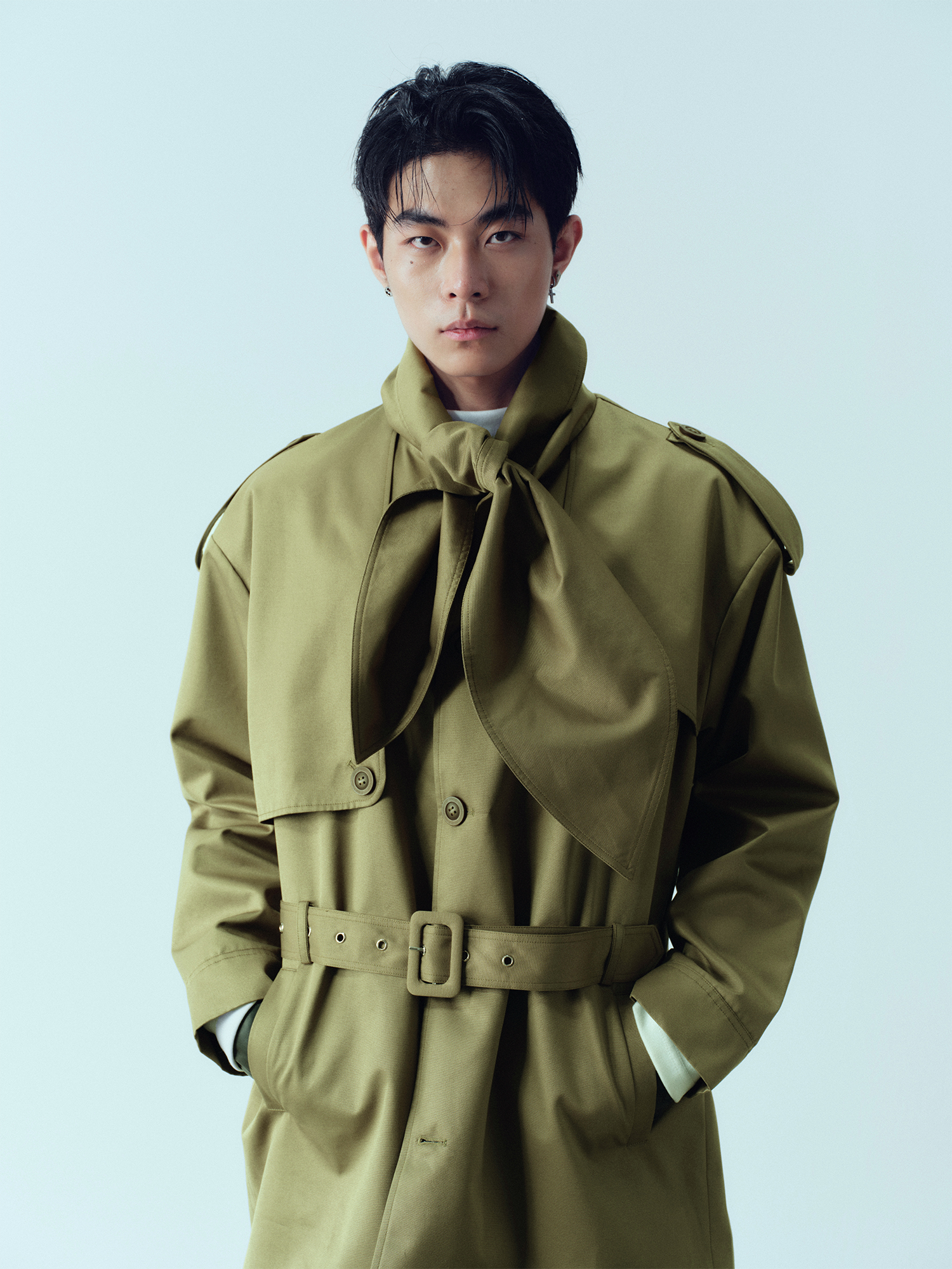 KADAKADA Scarf-Tie Waterproof Belted Trench