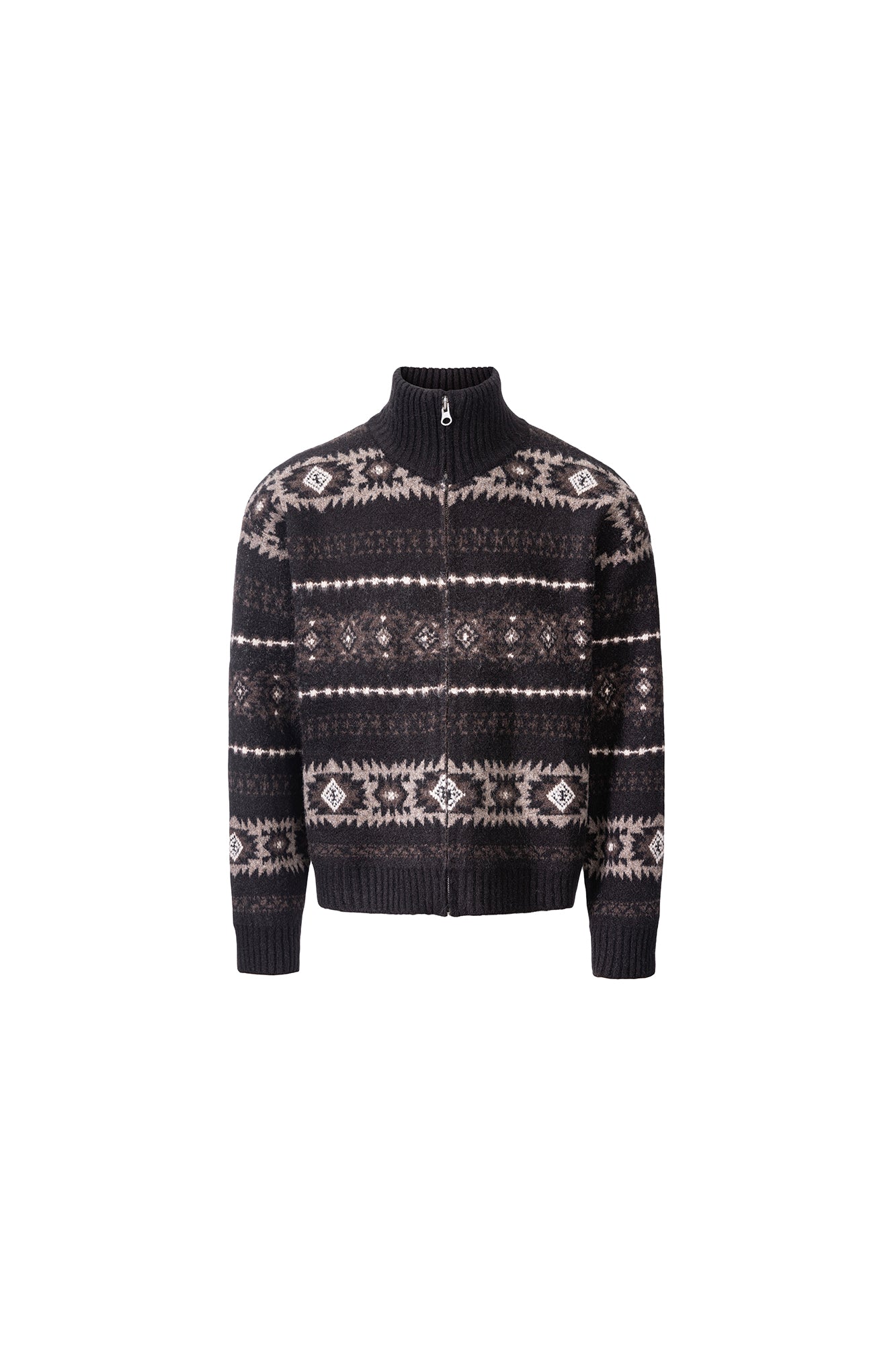 CATSSTAC Geometry Jacquard Zip-Up Cardigan