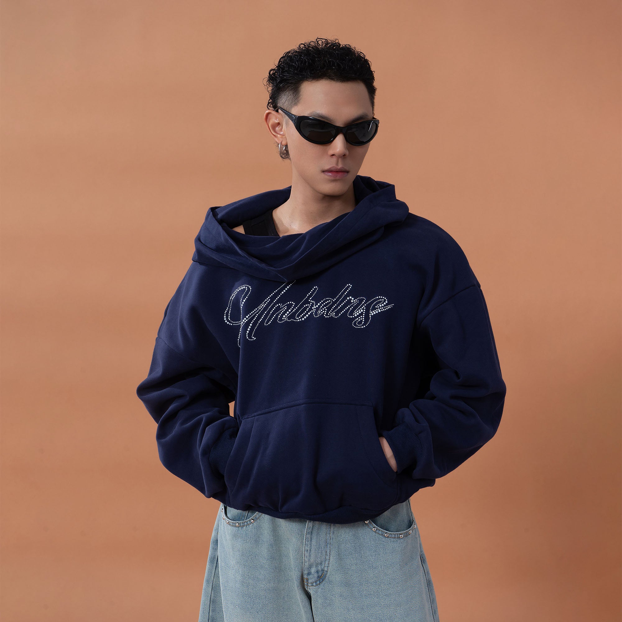 CLP Oversized Cowl-Hood Pearl-Stud Hoodie, premium urban and streetwear designers apparel on PROJECTISR.com, CLP