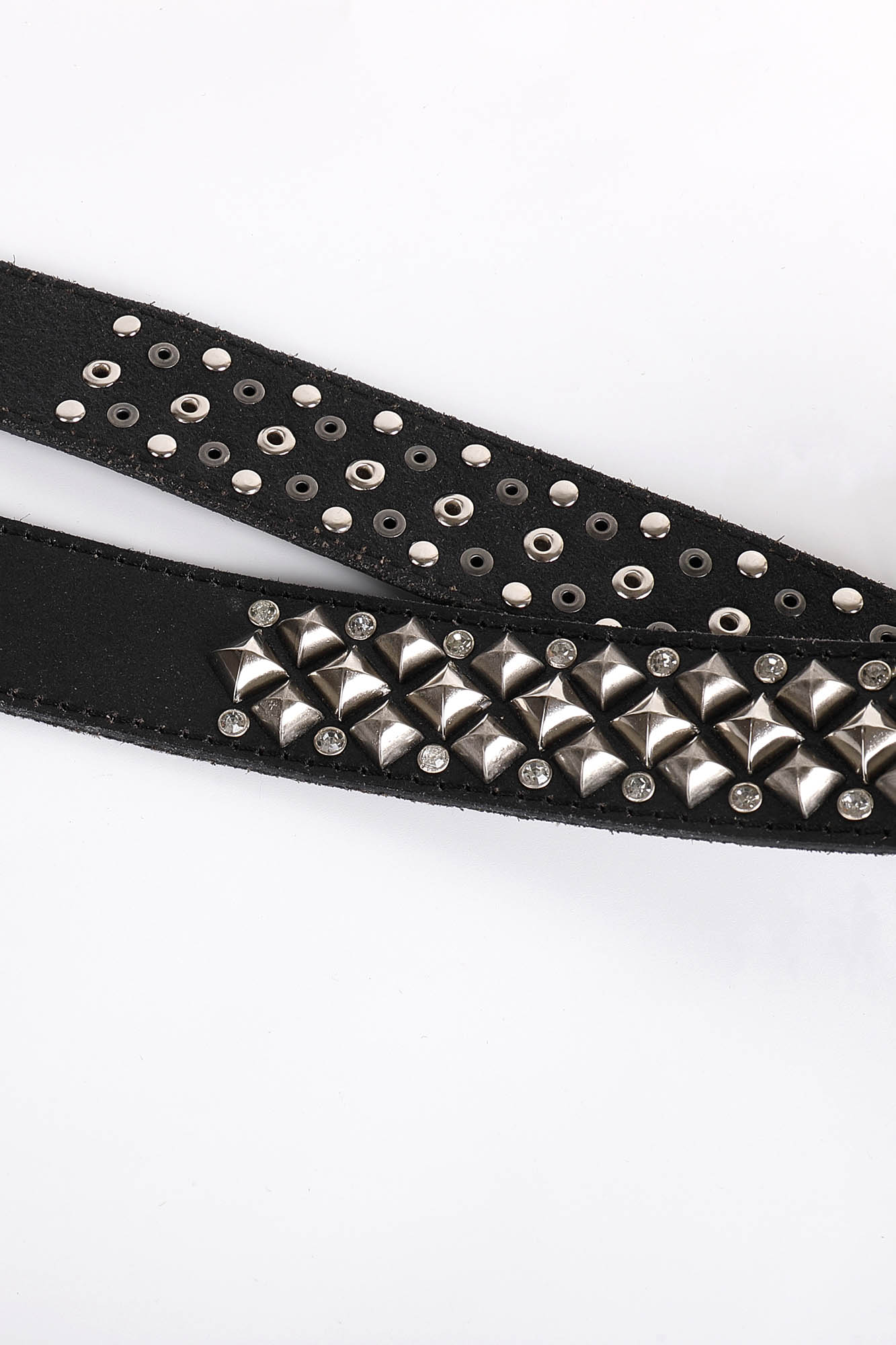 DND4DES Studded Rhinestone Carved Buckle Leather Belt