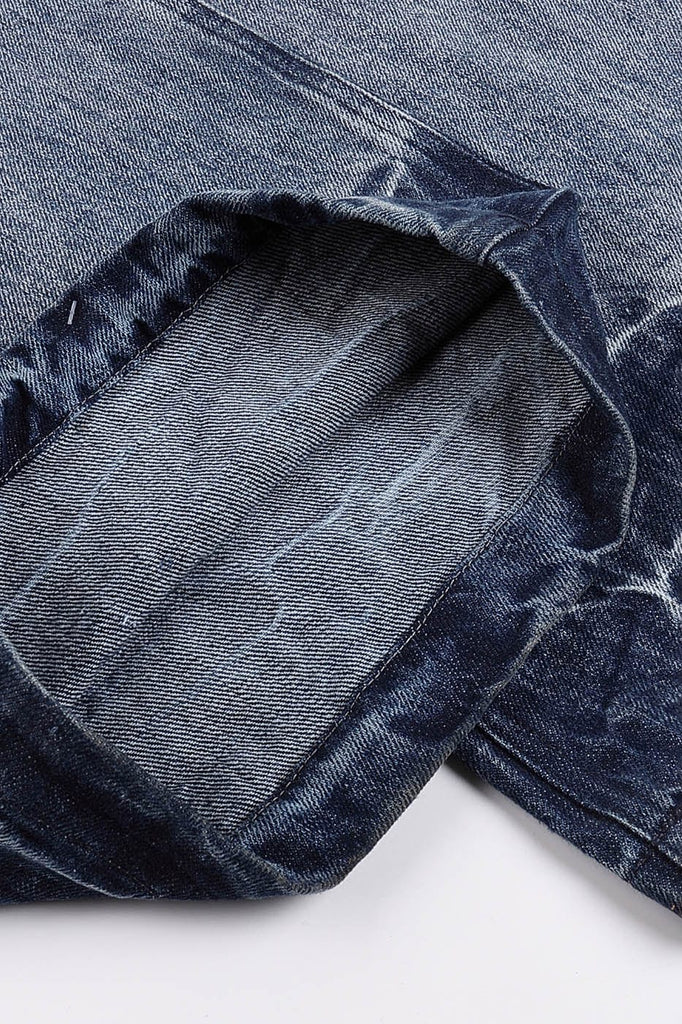 DND4DES Lightning Crease Washed Flared Jeans Blue, premium urban and streetwear designers apparel on PROJECTISR.com, DND4DES