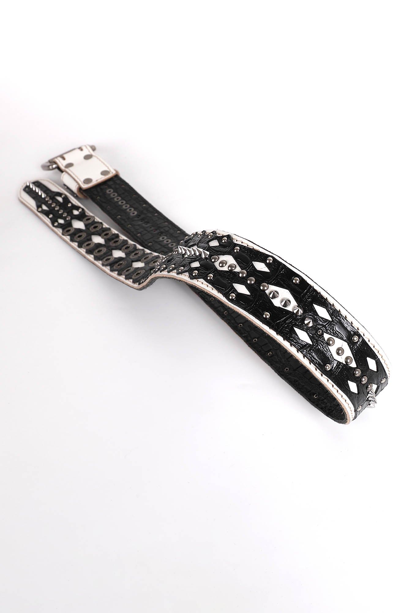 DND4DES Geometric Chain Studded Leather Belt