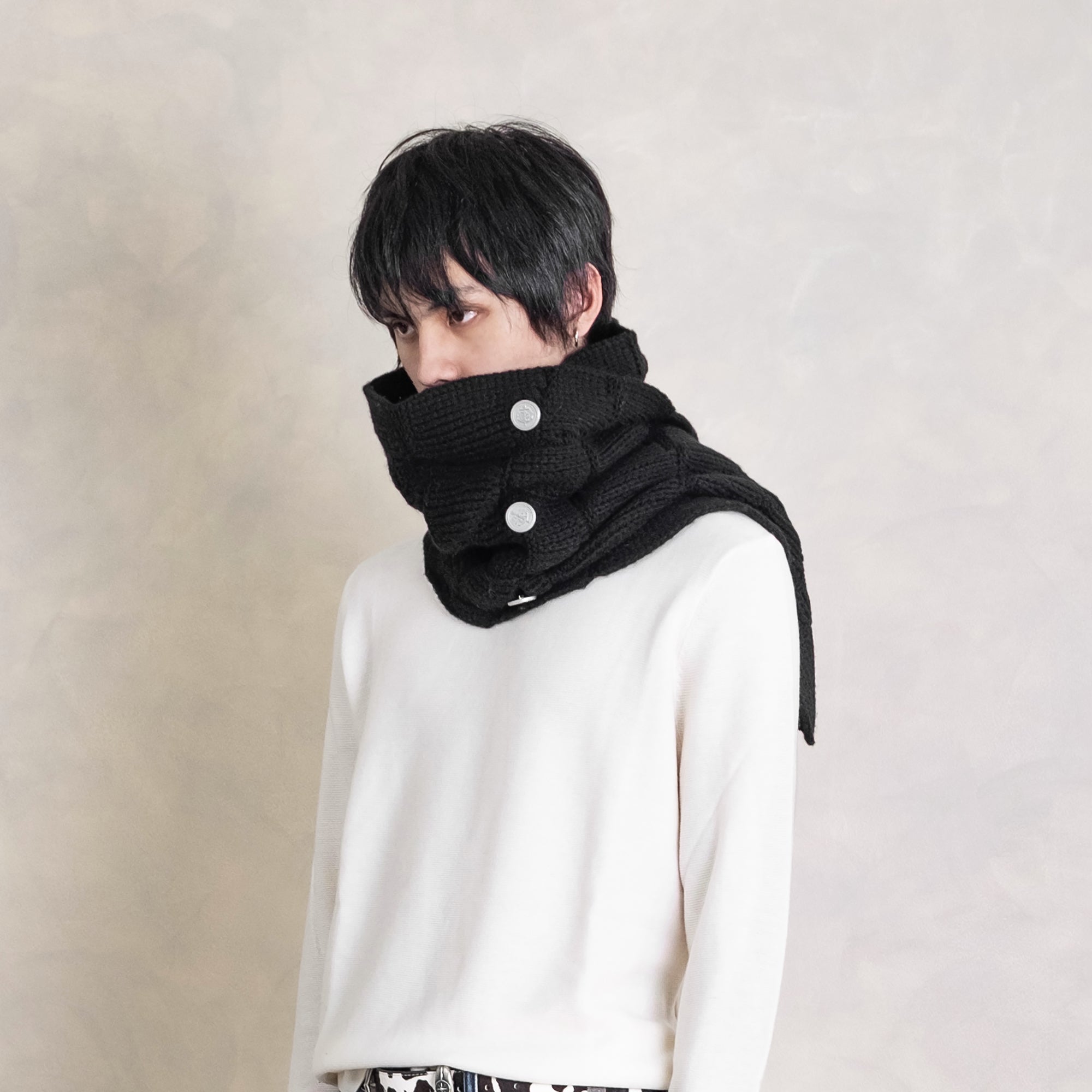 IN EXISTENCE Convertible Coin-Embellished Wool-Blend Scarf, premium urban and streetwear designers apparel on PROJECTISR.com, IN EXISTENCE