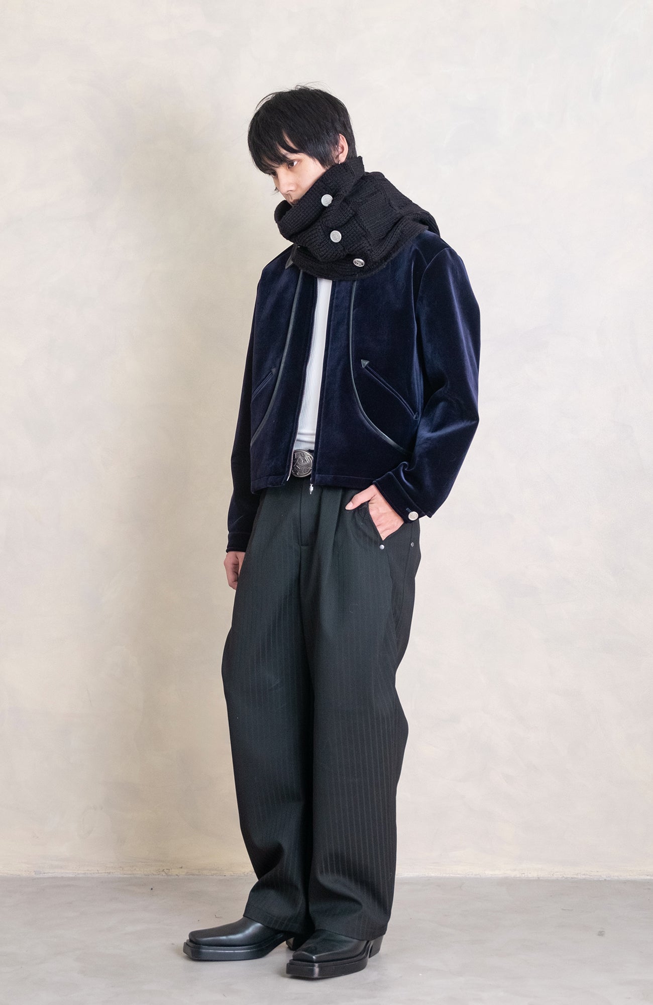 IN EXISTENCE Convertible Coin-Embellished Wool-Blend Scarf, premium urban and streetwear designers apparel on PROJECTISR.com, IN EXISTENCE