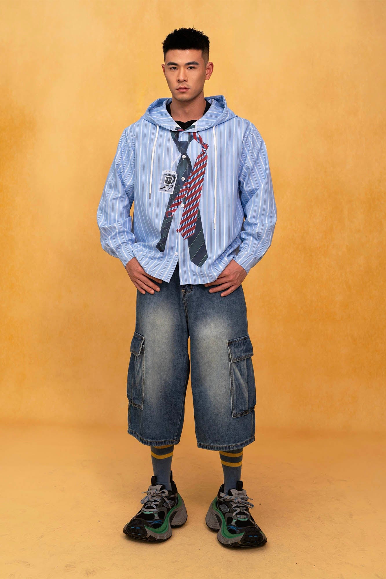 CLP Tie Graphic Striped Hooded Jacket, premium urban and streetwear designers apparel on PROJECTISR.com, CLP