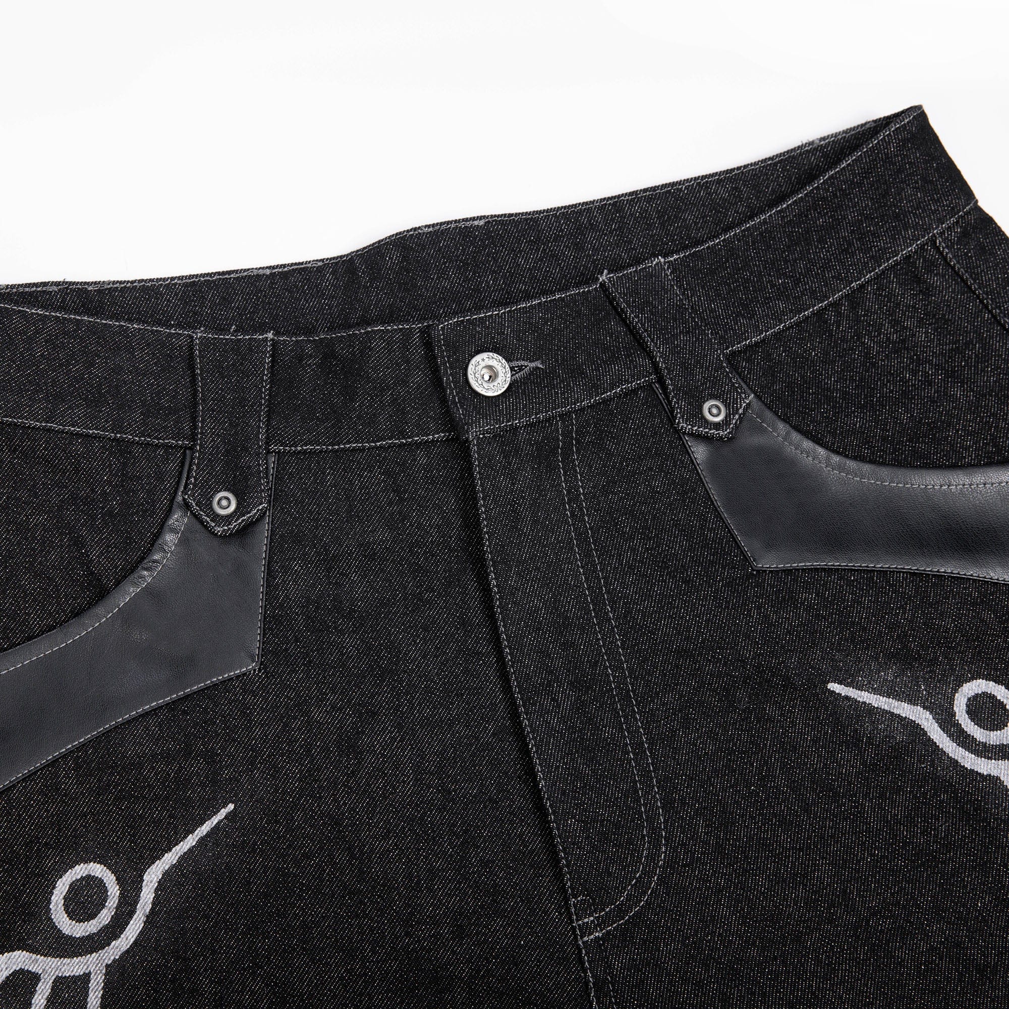 ESAIAS Phoenix Graphic Wide-Leg Raw Jeans, premium urban and streetwear designers apparel on PROJECTISR.com, ESAIAS