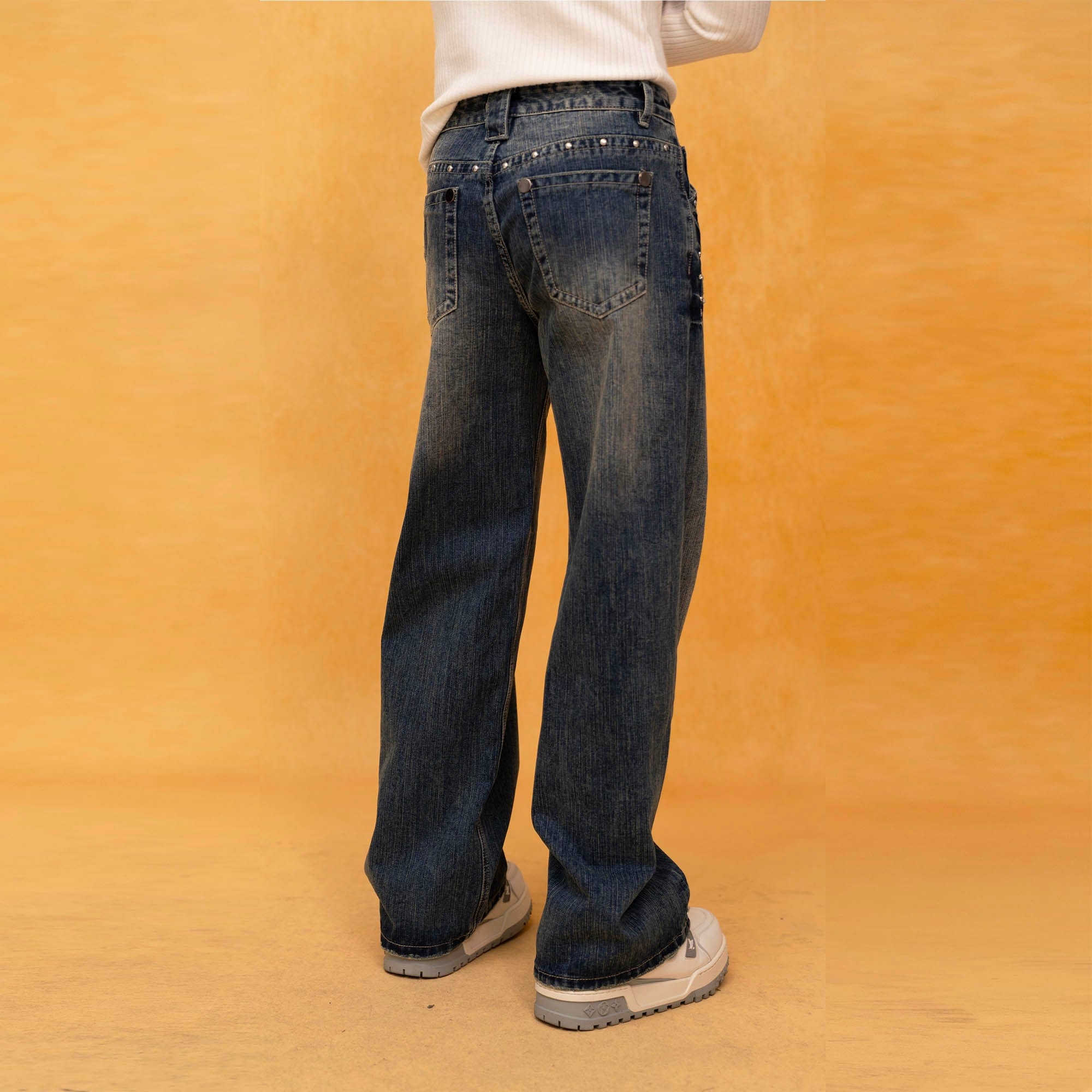 CLP Retro Waist Rivet Straight-Leg Jeans
