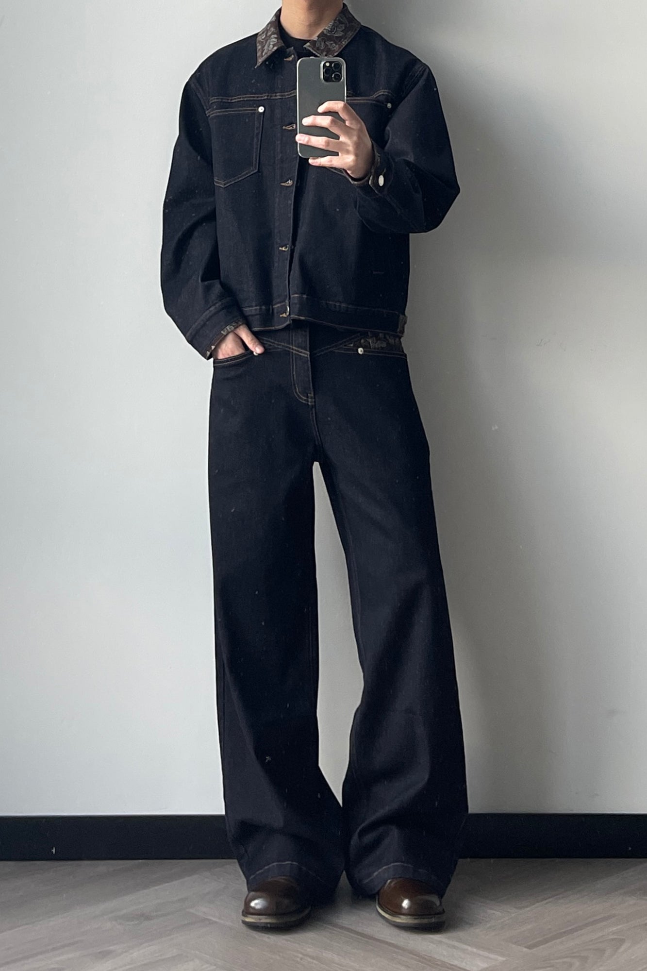 OKAYTHXBYE Floral Paneled Waist Raw Jeans, premium urban and streetwear designers apparel on PROJECTISR.com, OKAYTHXBYE