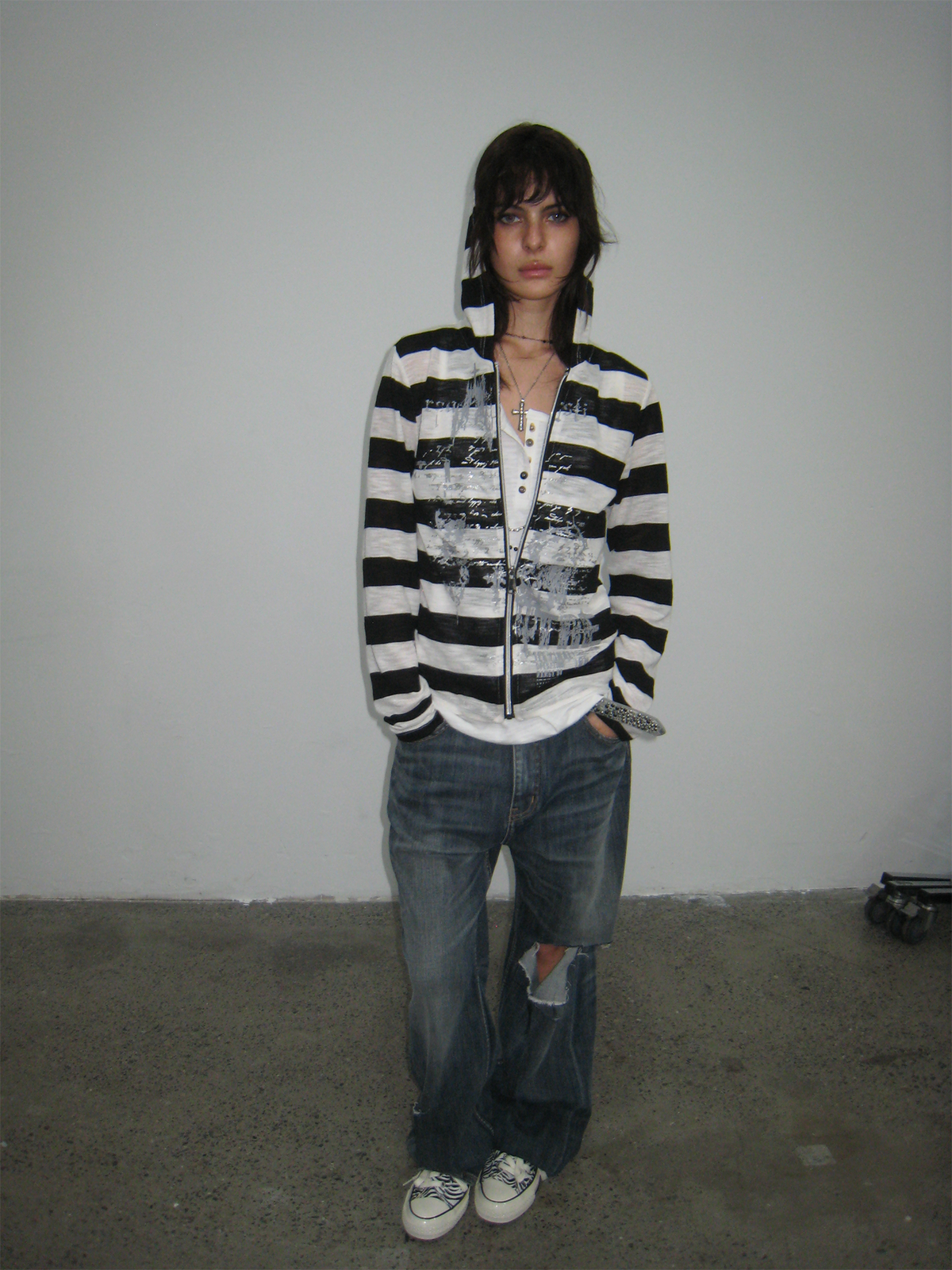 TRECLUB Retro Striped Foil Long-Sleeve Jacket