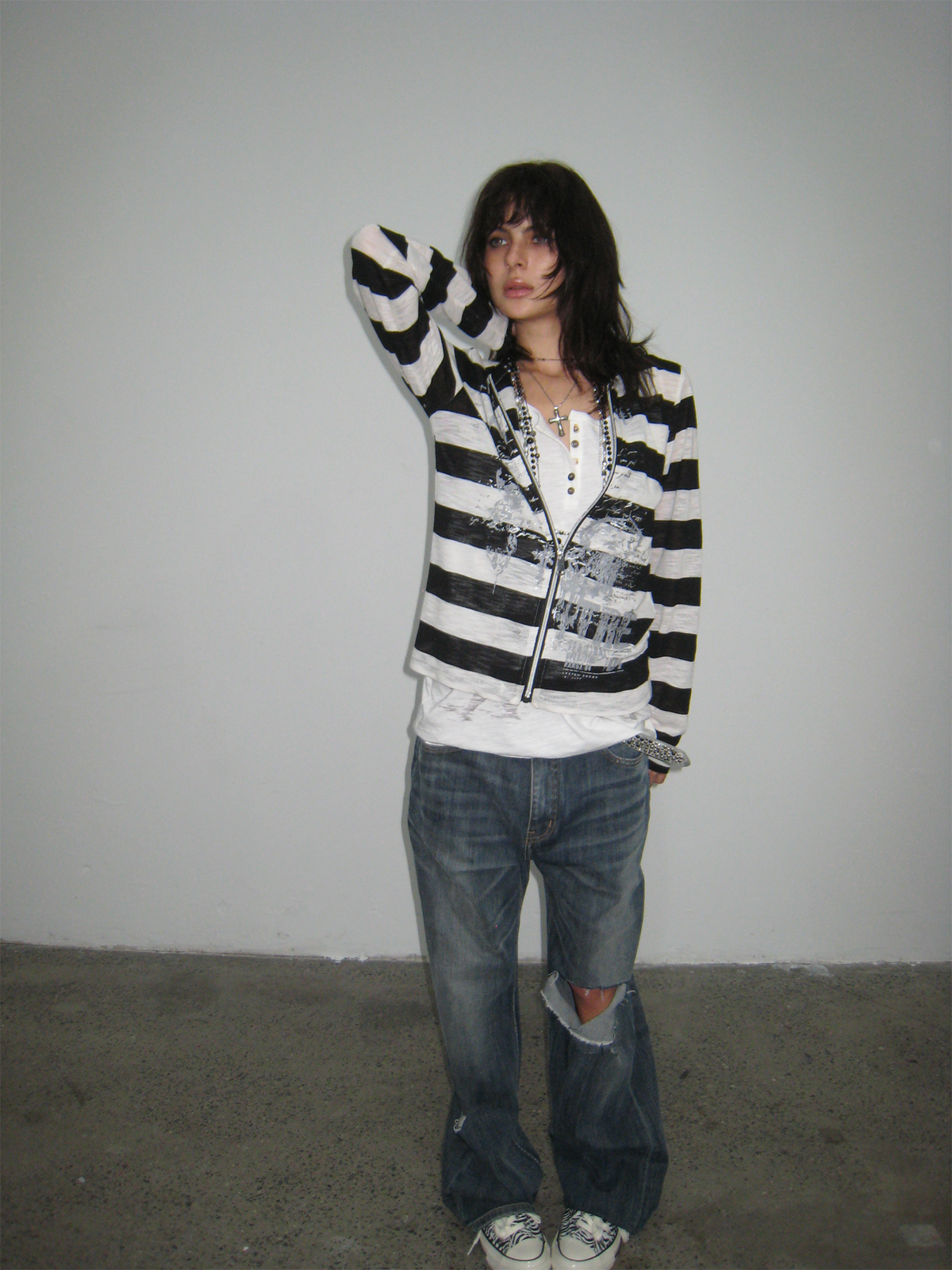 TRECLUB Retro Striped Foil Long-Sleeve Jacket