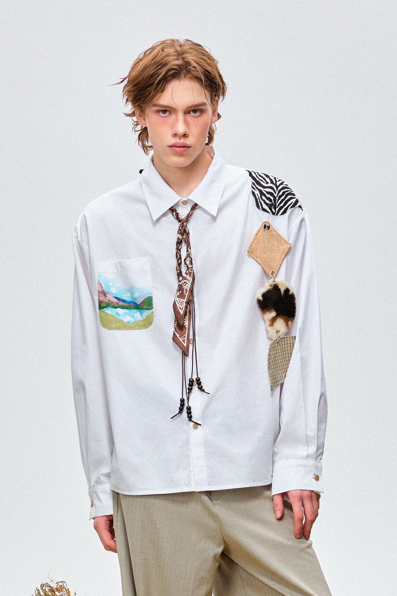 OIPWORD Detachable Patchwork Long-Sleeve Shirt, premium urban and streetwear designers apparel on PROJECTISR.com, OIPWORD