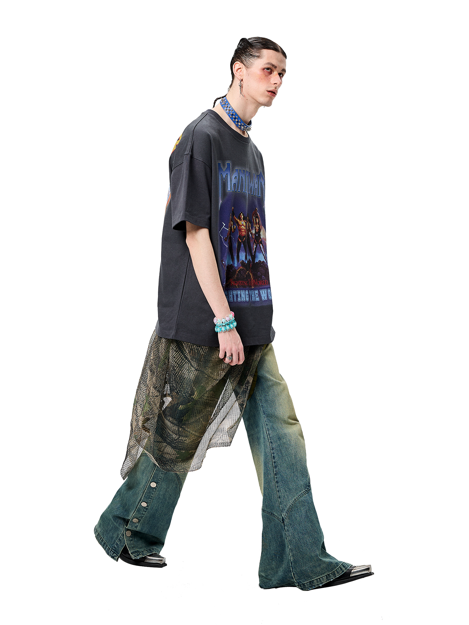 ERISSTOFF Washed Manowar Graphic Oversized T-Shirt